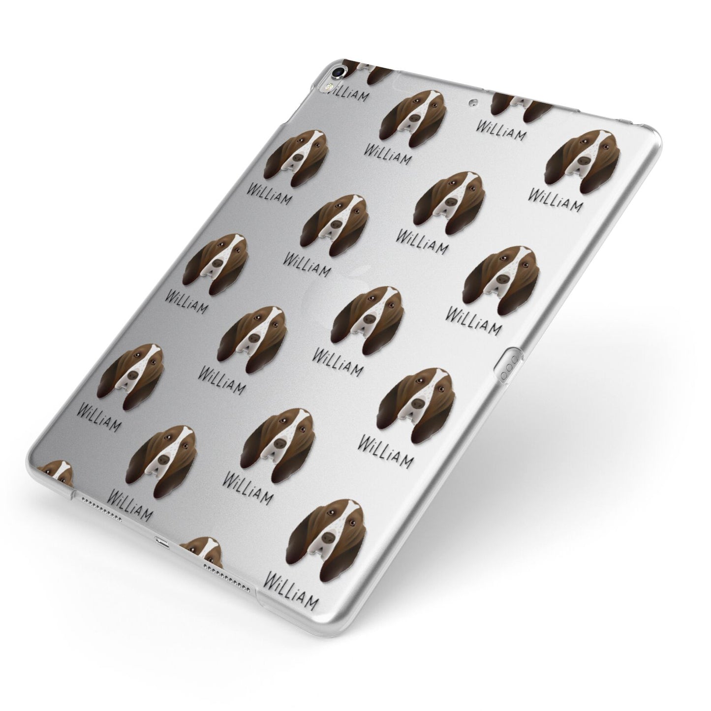 Bracco Italiano Icon with Name Apple iPad Case on Silver iPad Side View