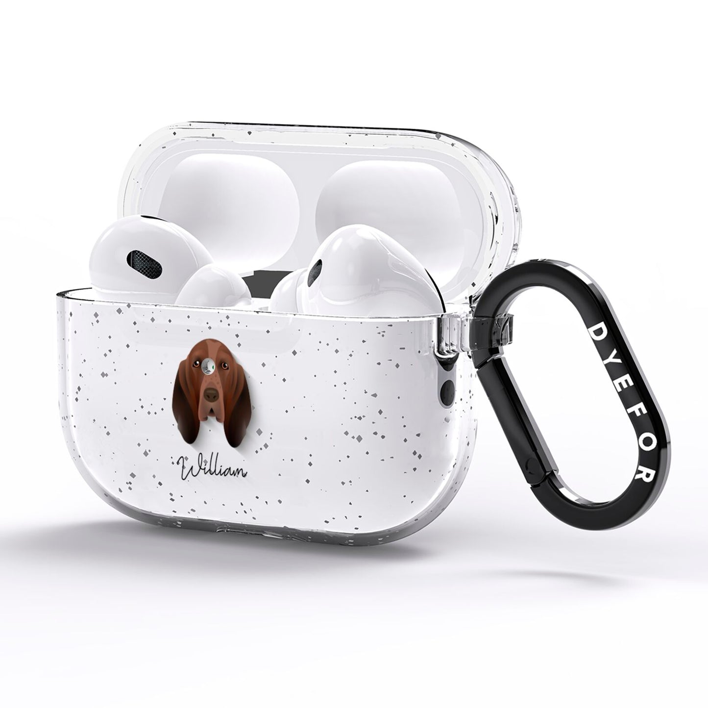 Bracco Italiano Personalised AirPods Pro Glitter Case Side Image