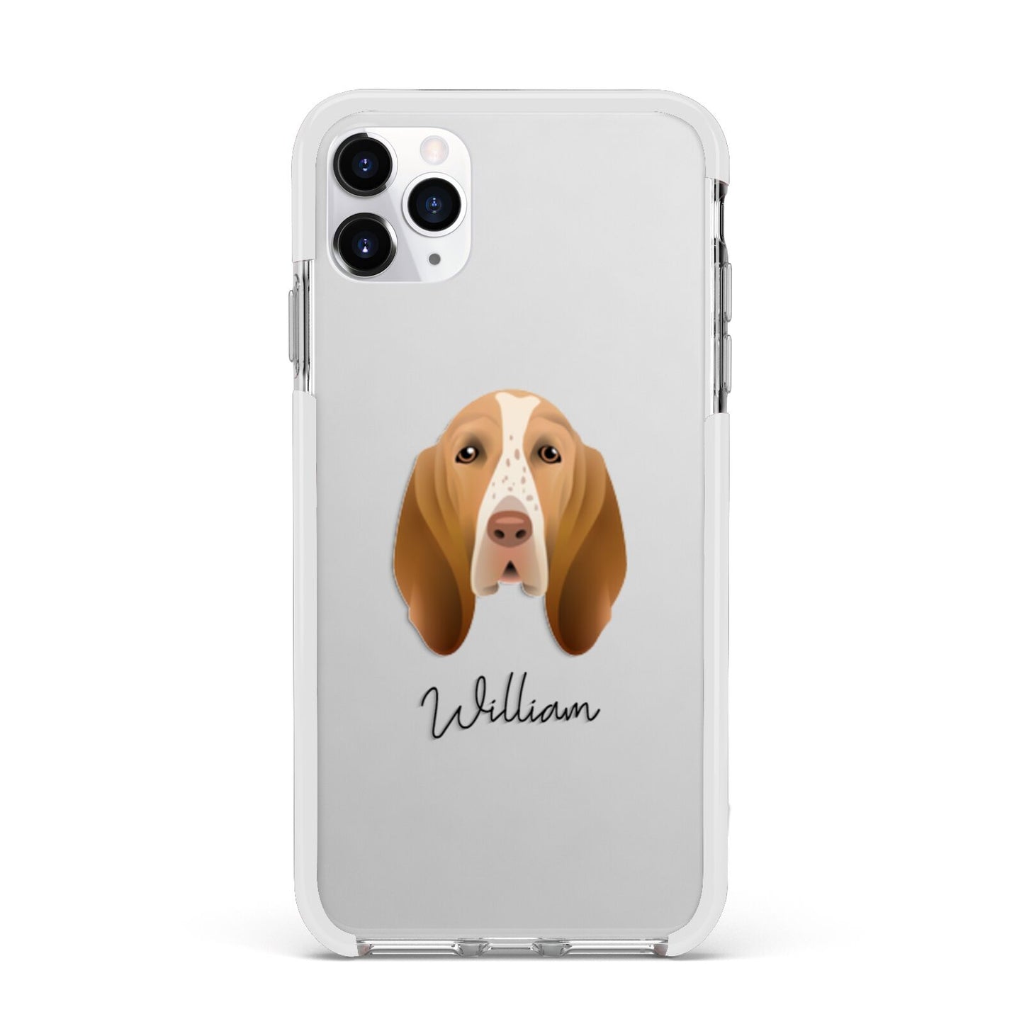 Bracco Italiano Personalised Apple iPhone 11 Pro Max in Silver with White Impact Case