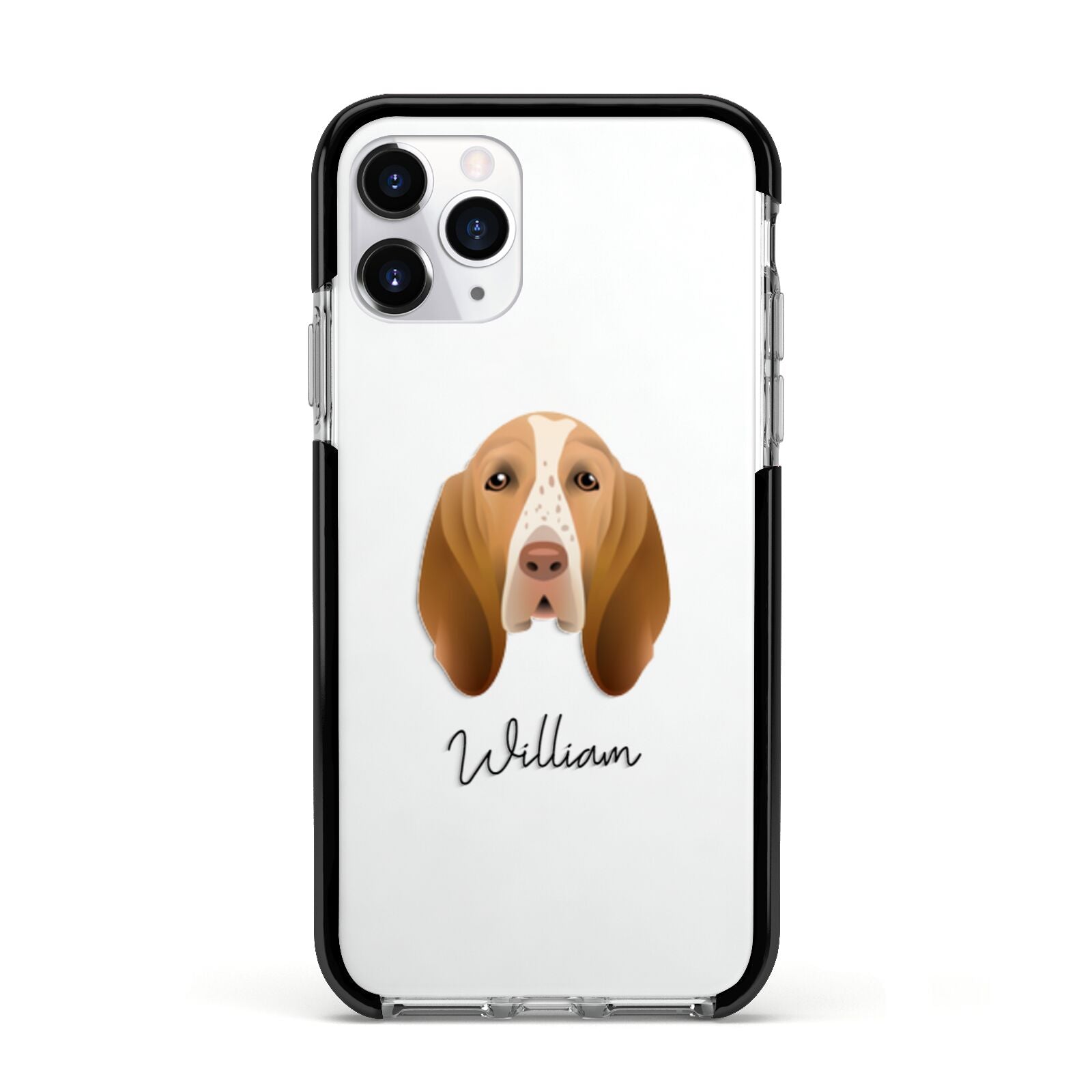 Bracco Italiano Personalised Apple iPhone 11 Pro in Silver with Black Impact Case