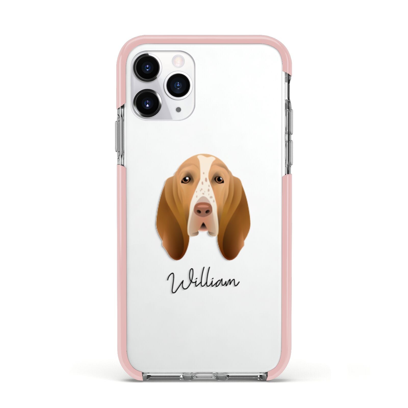 Bracco Italiano Personalised Apple iPhone 11 Pro in Silver with Pink Impact Case