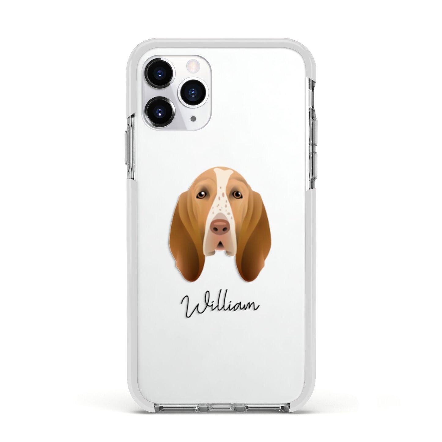 Bracco Italiano Personalised Apple iPhone 11 Pro in Silver with White Impact Case