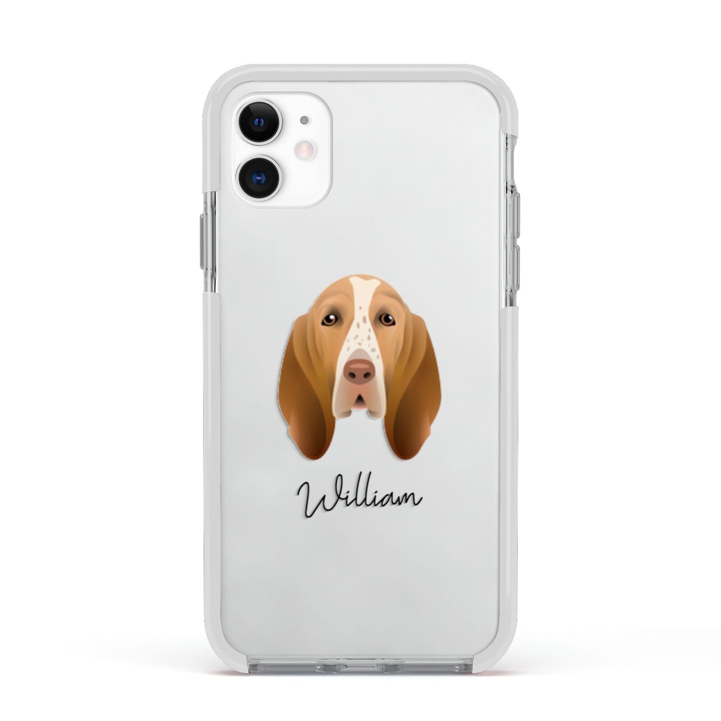 Bracco Italiano Personalised Apple iPhone 11 in White with White Impact Case