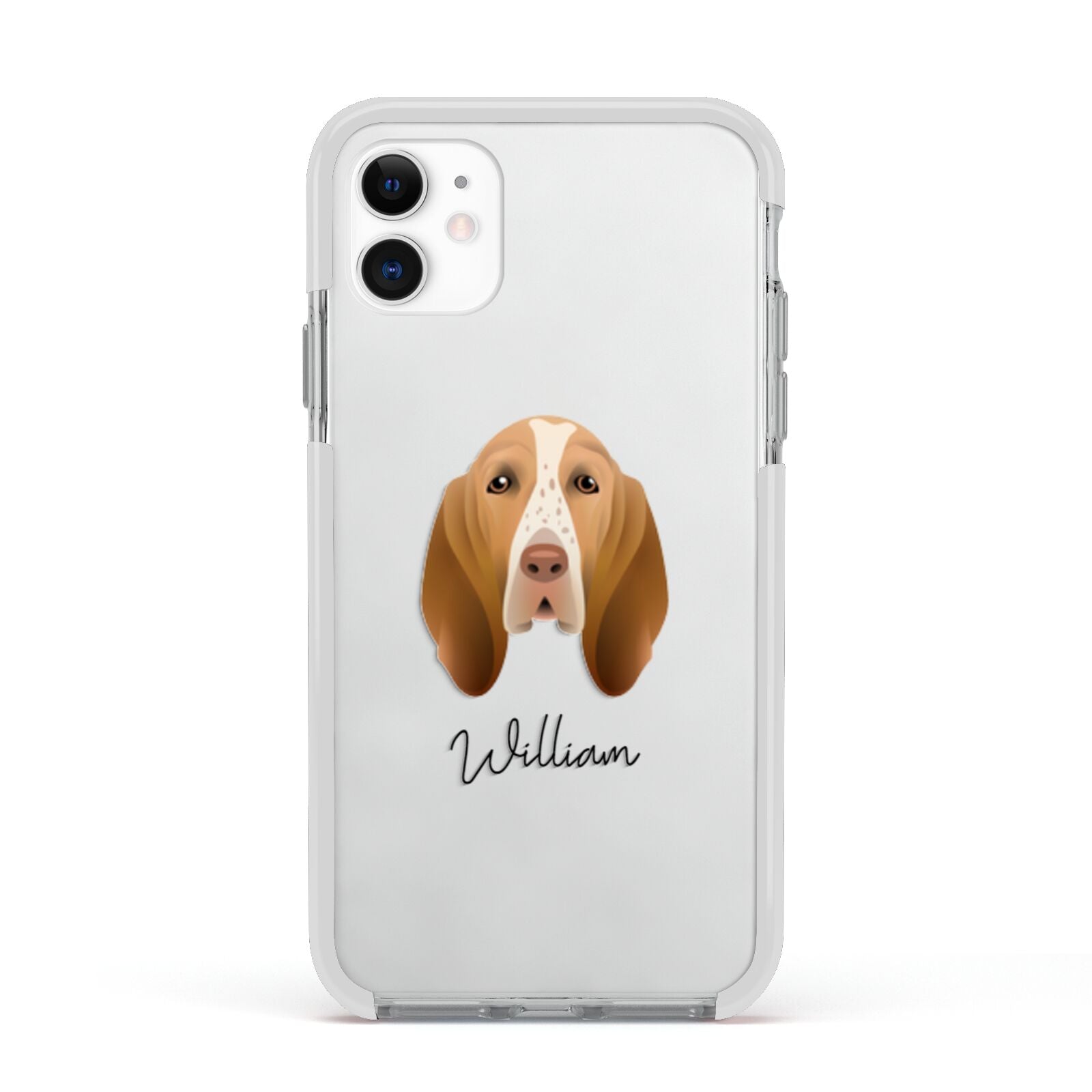 Bracco Italiano Personalised Apple iPhone 11 in White with White Impact Case