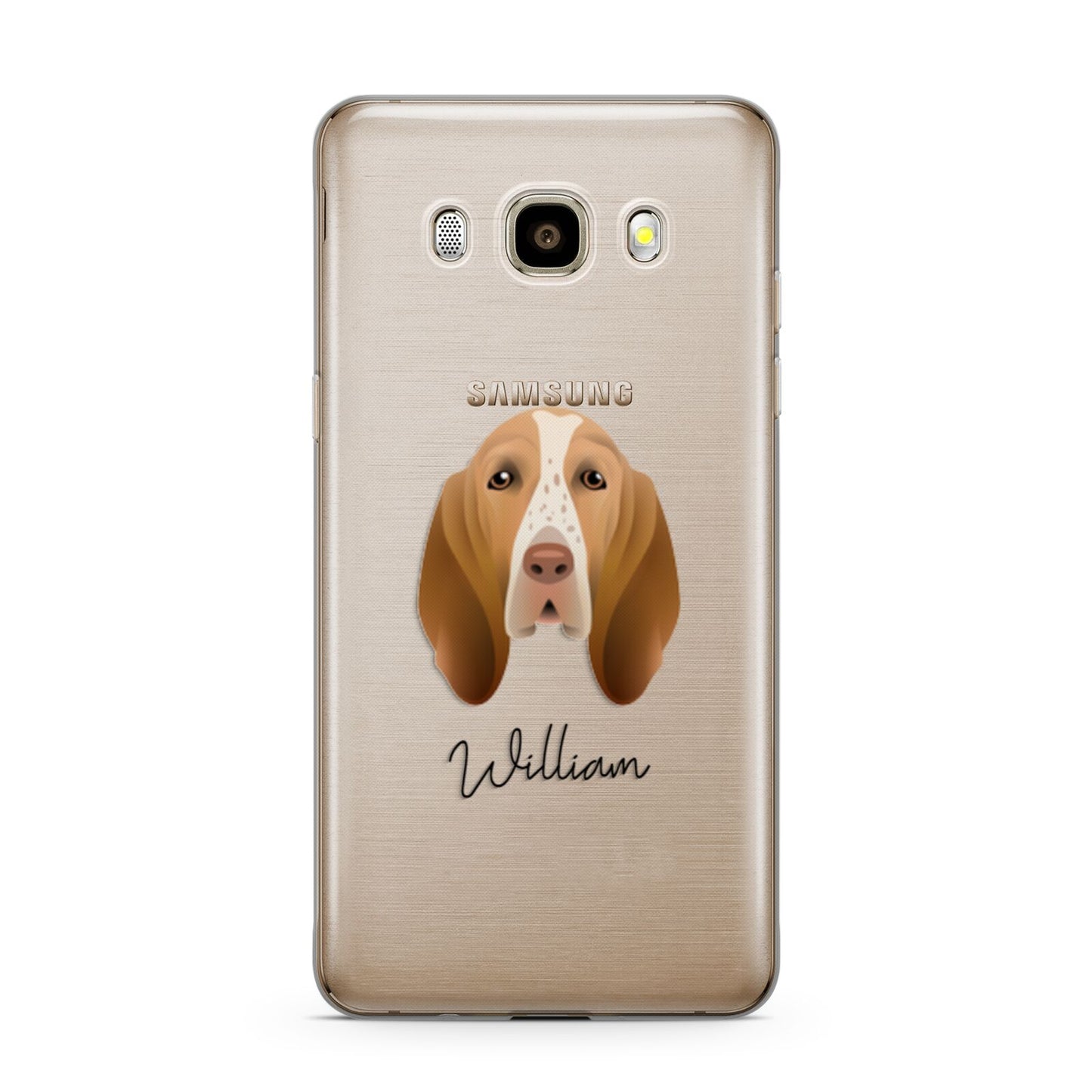 Bracco Italiano Personalised Samsung Galaxy J7 2016 Case on gold phone