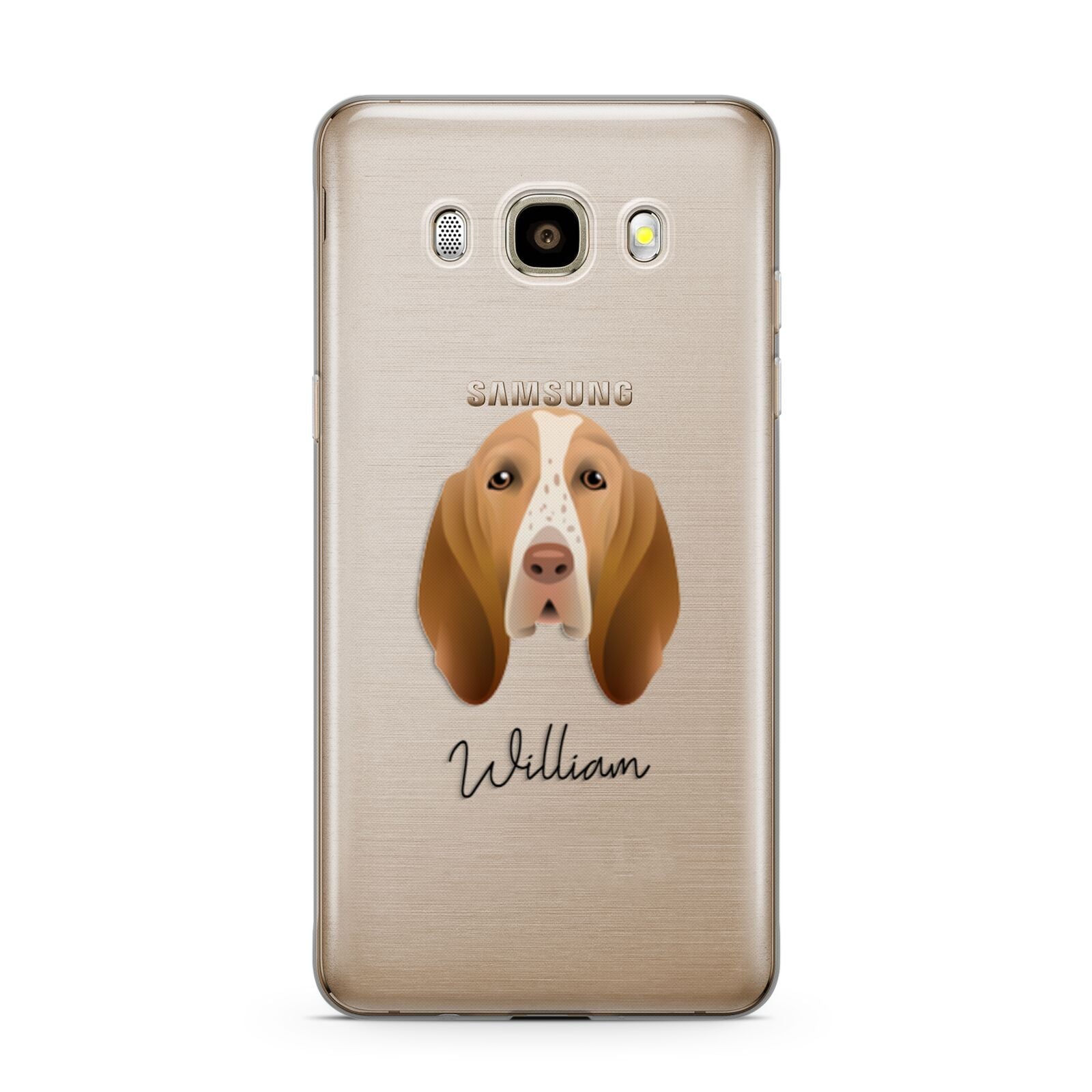 Bracco Italiano Personalised Samsung Galaxy J7 2016 Case on gold phone