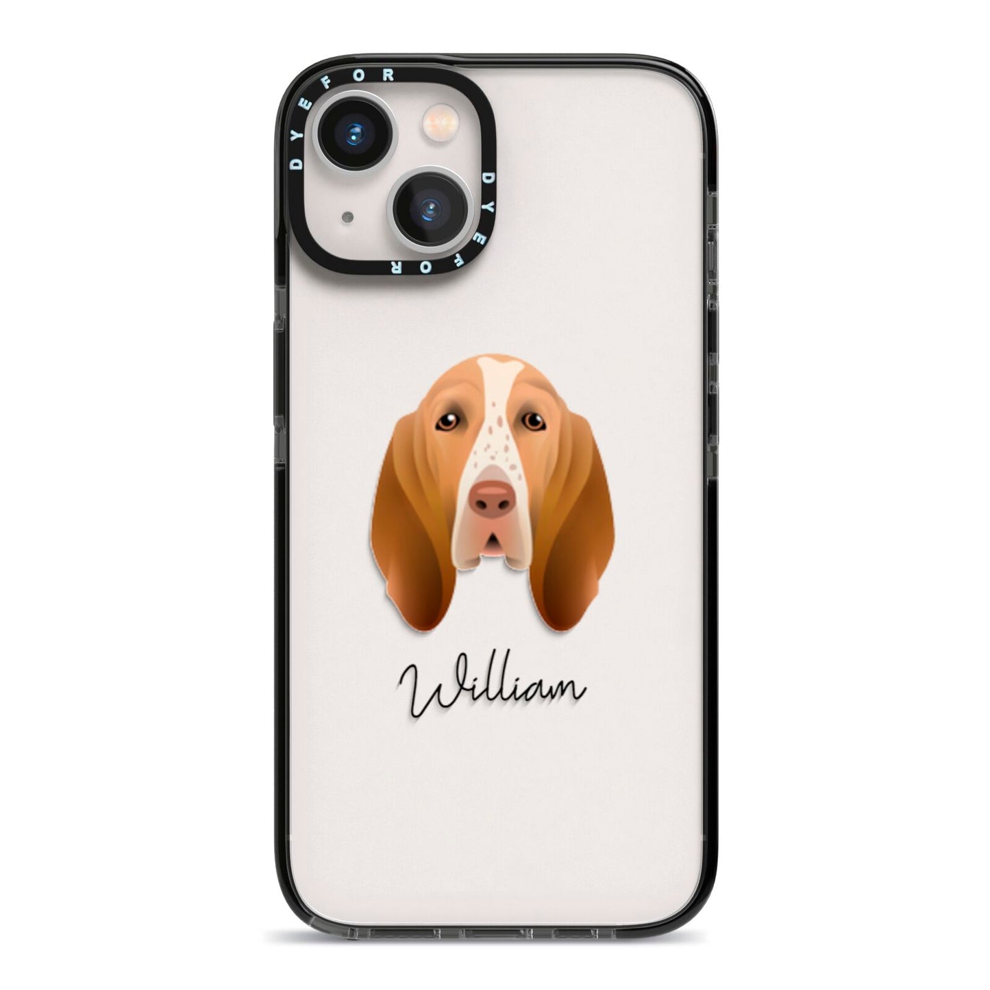 Bracco Italiano Personalised iPhone 13 Black Impact Case on Silver phone