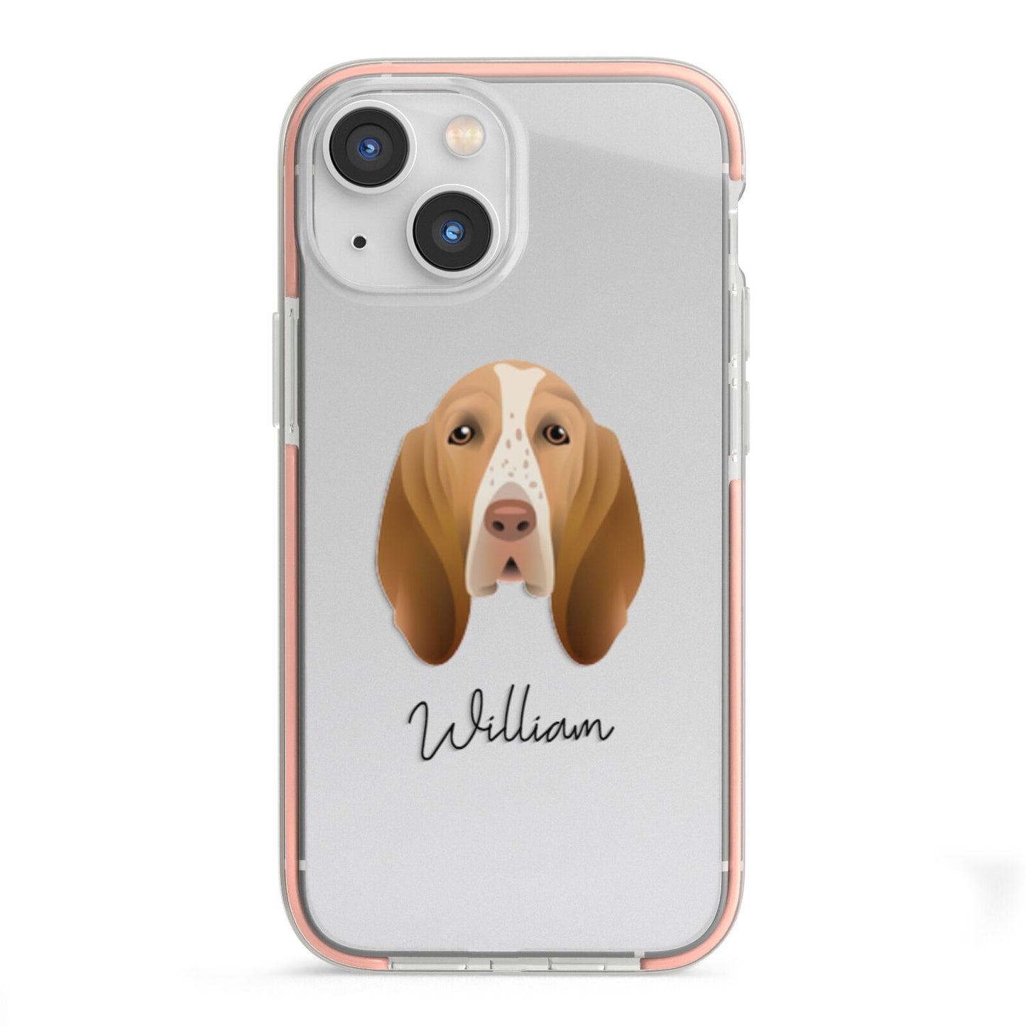 Bracco Italiano Personalised iPhone 13 Mini TPU Impact Case with Pink Edges