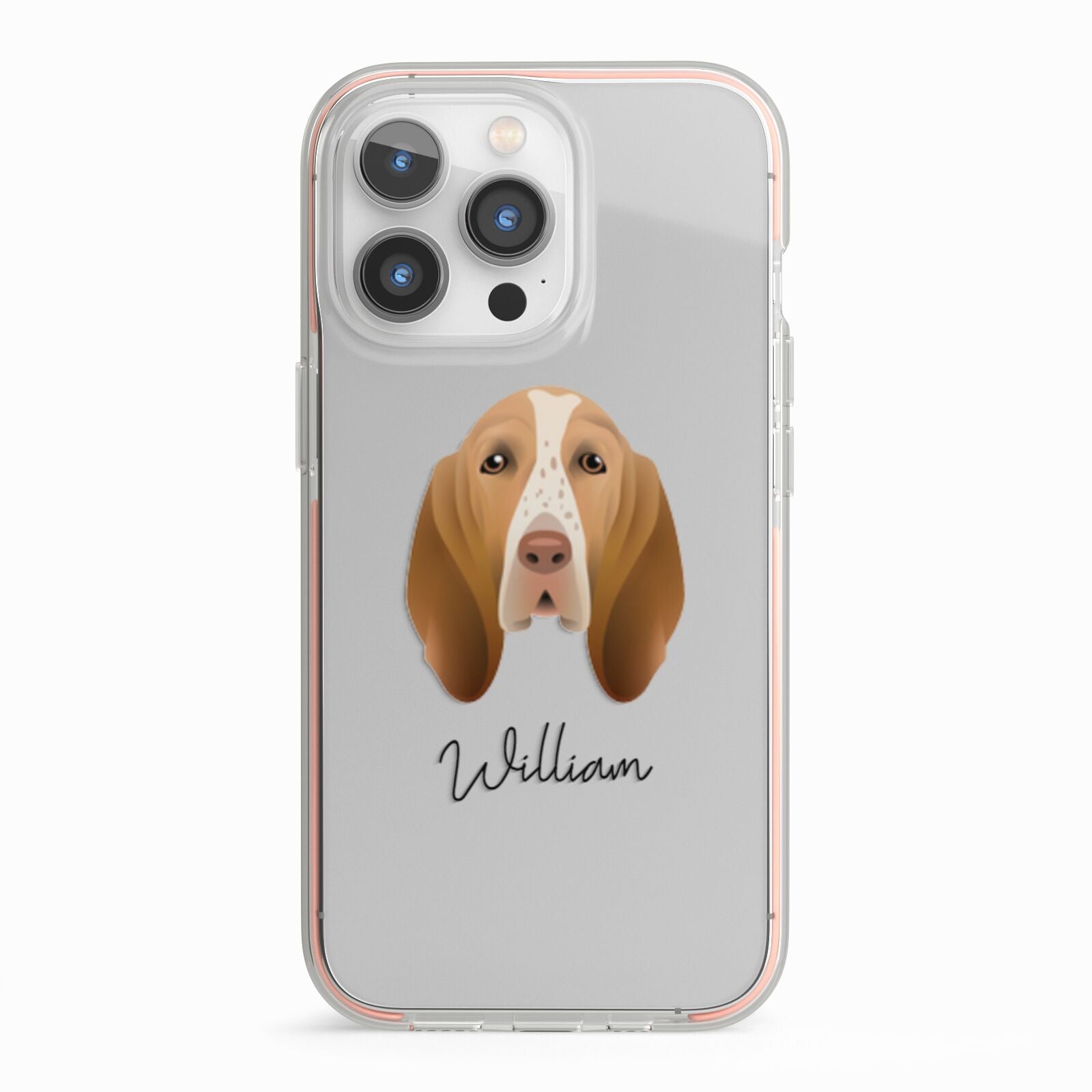 Bracco Italiano Personalised iPhone 13 Pro TPU Impact Case with Pink Edges