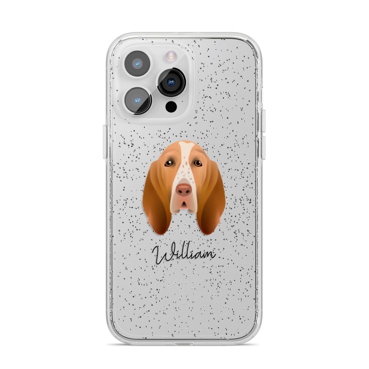 Bracco Italiano Personalised iPhone 14 Pro Max Glitter Tough Case Silver