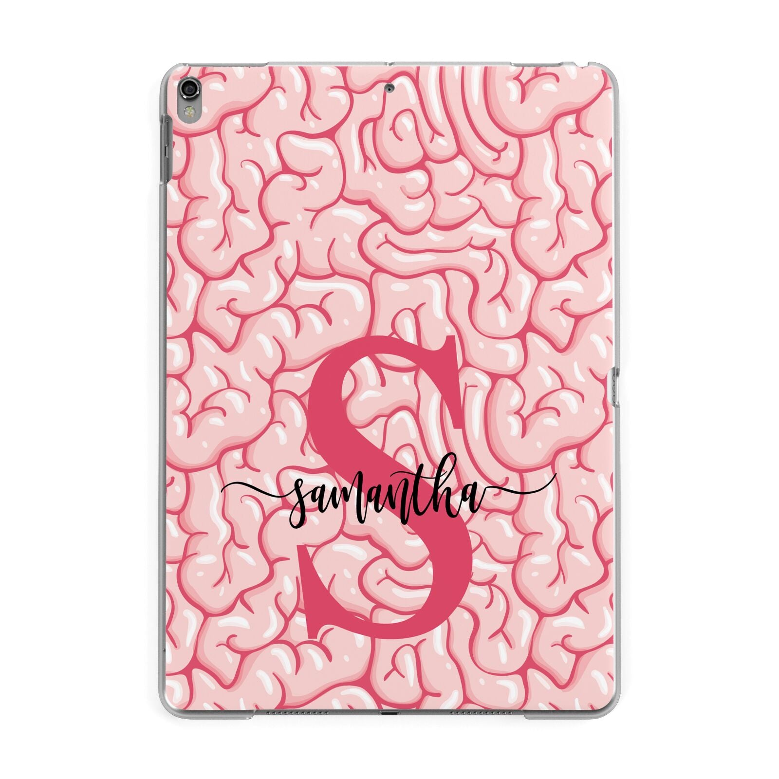 Brain Background with Monogram and Text Apple iPad Grey Case