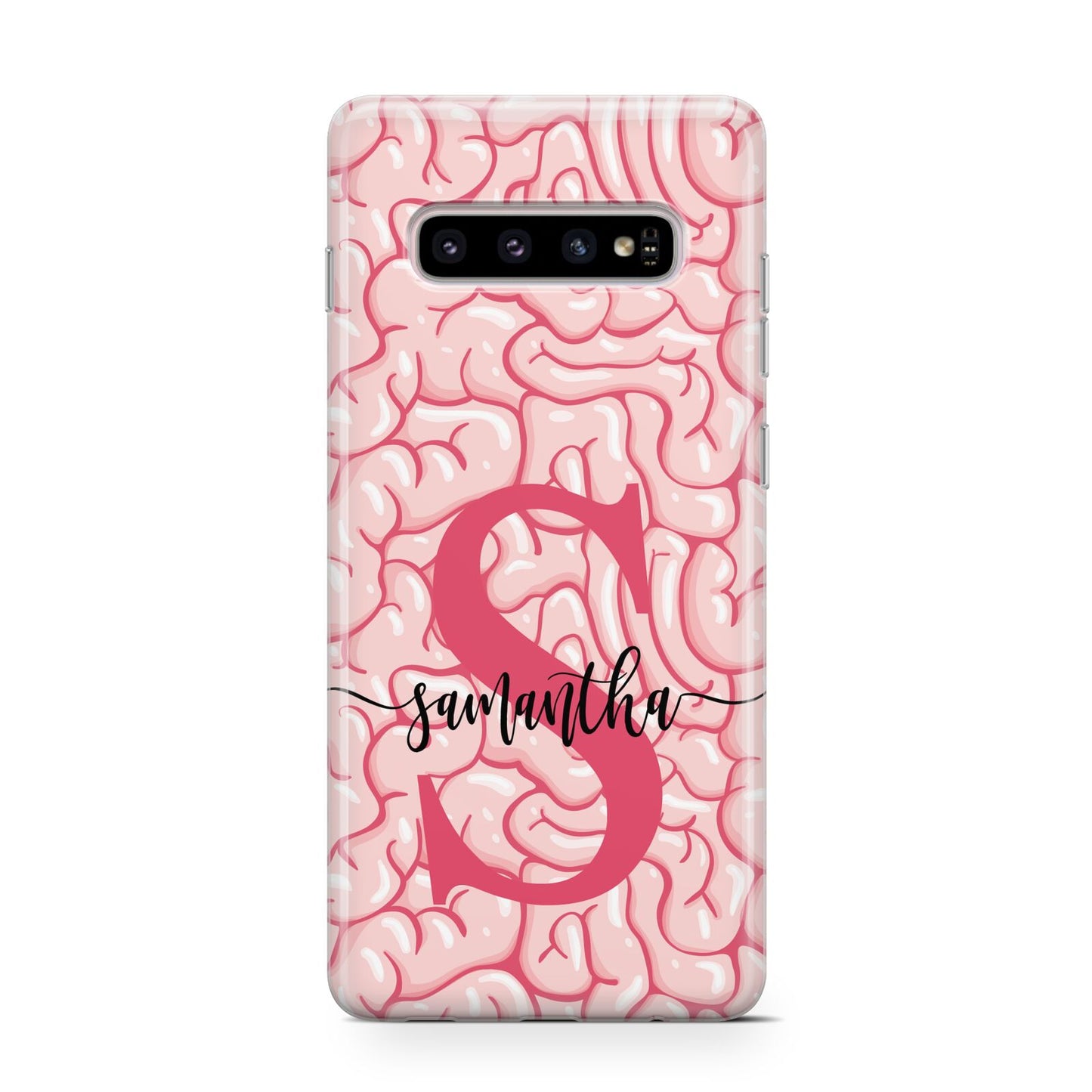 Brain Background with Monogram and Text Protective Samsung Galaxy Case