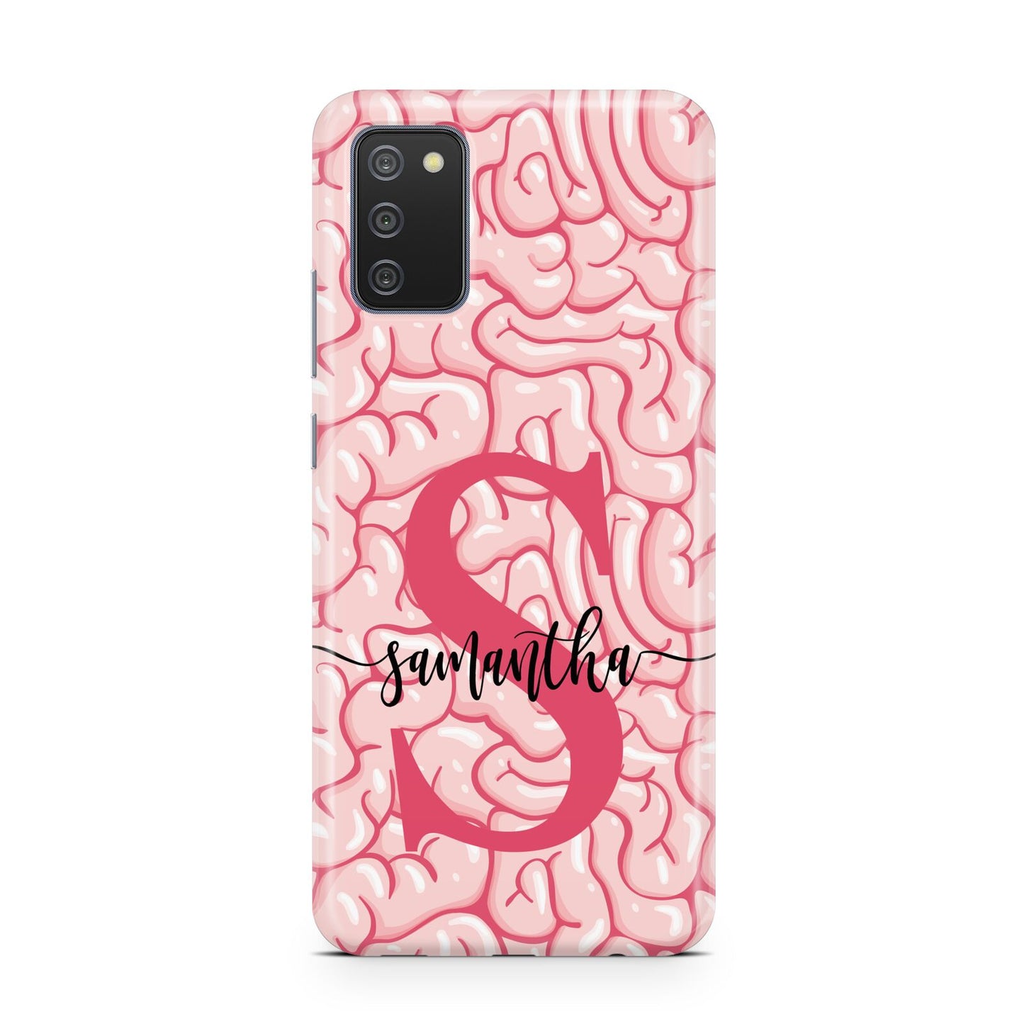 Brain Background with Monogram and Text Samsung A02s Case