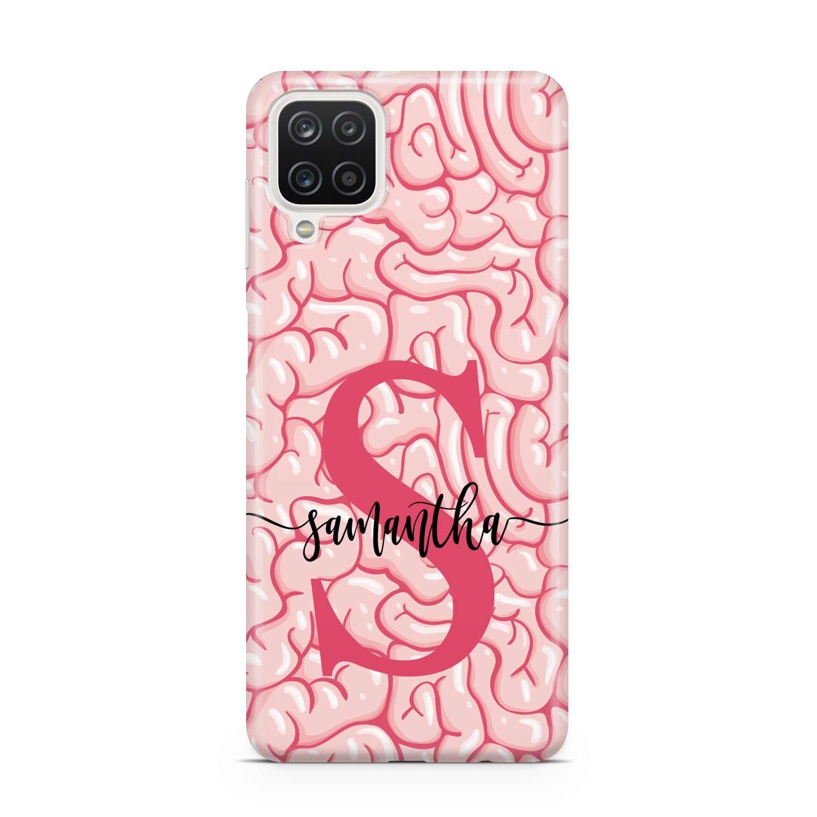 Brain Background with Monogram and Text Samsung A12 Case