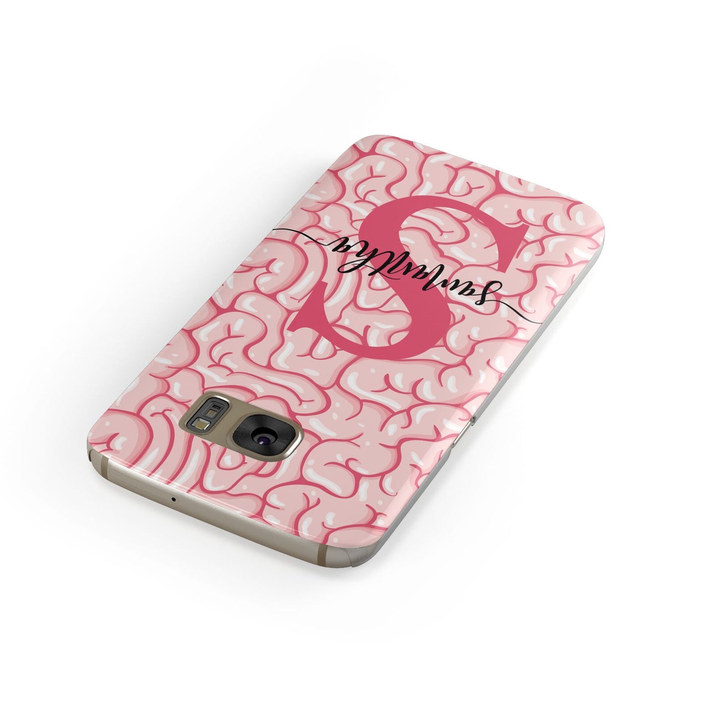 Brain Background with Monogram and Text Samsung Galaxy Case Front Close Up