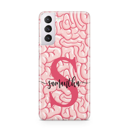 Brain Background with Monogram and Text Samsung S21 Case