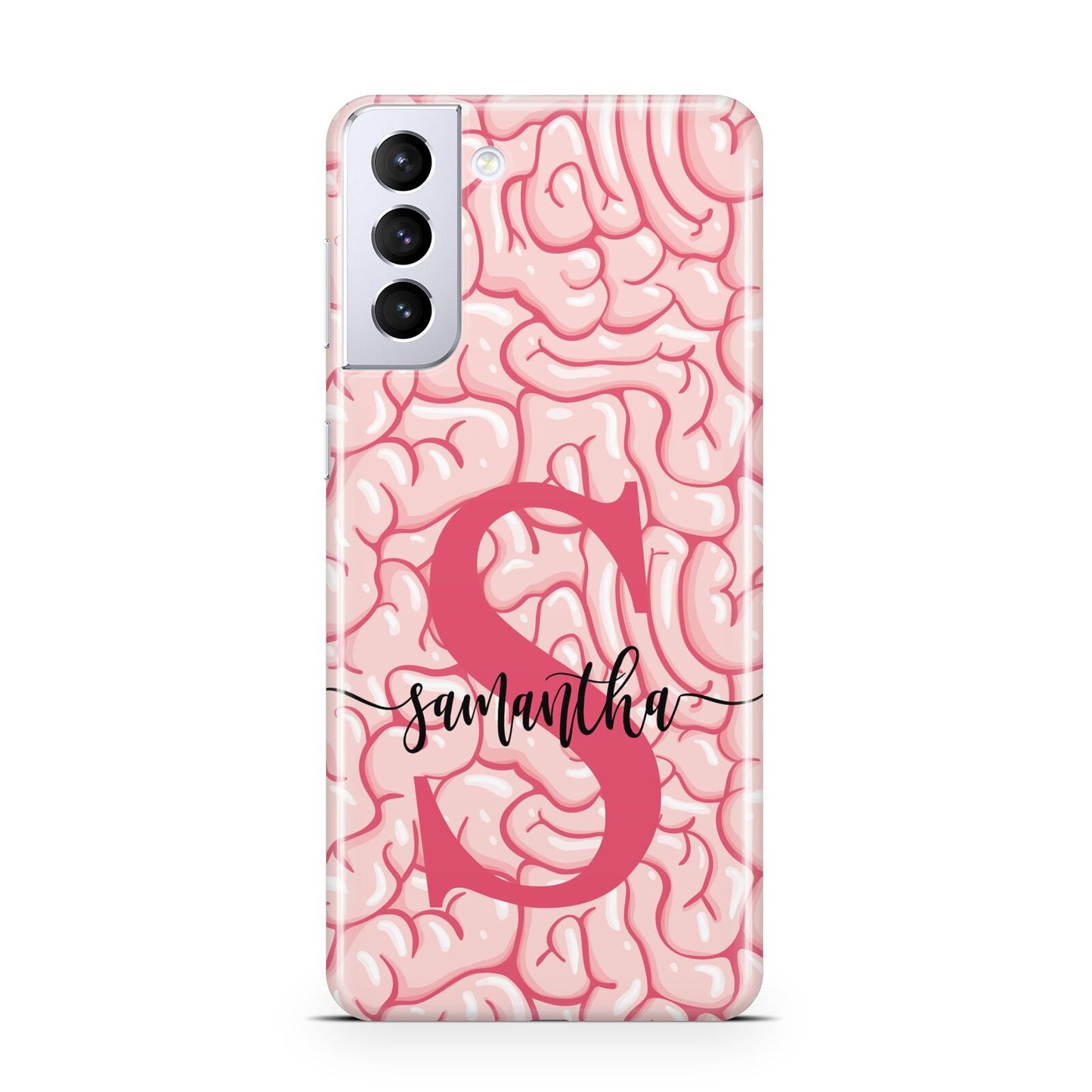 Brain Background with Monogram and Text Samsung S21 Plus Case