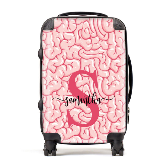 Brain Background with Monogram and Text Suitcase