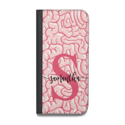 Brain Background with Monogram and Text Vegan Leather Flip Samsung Case