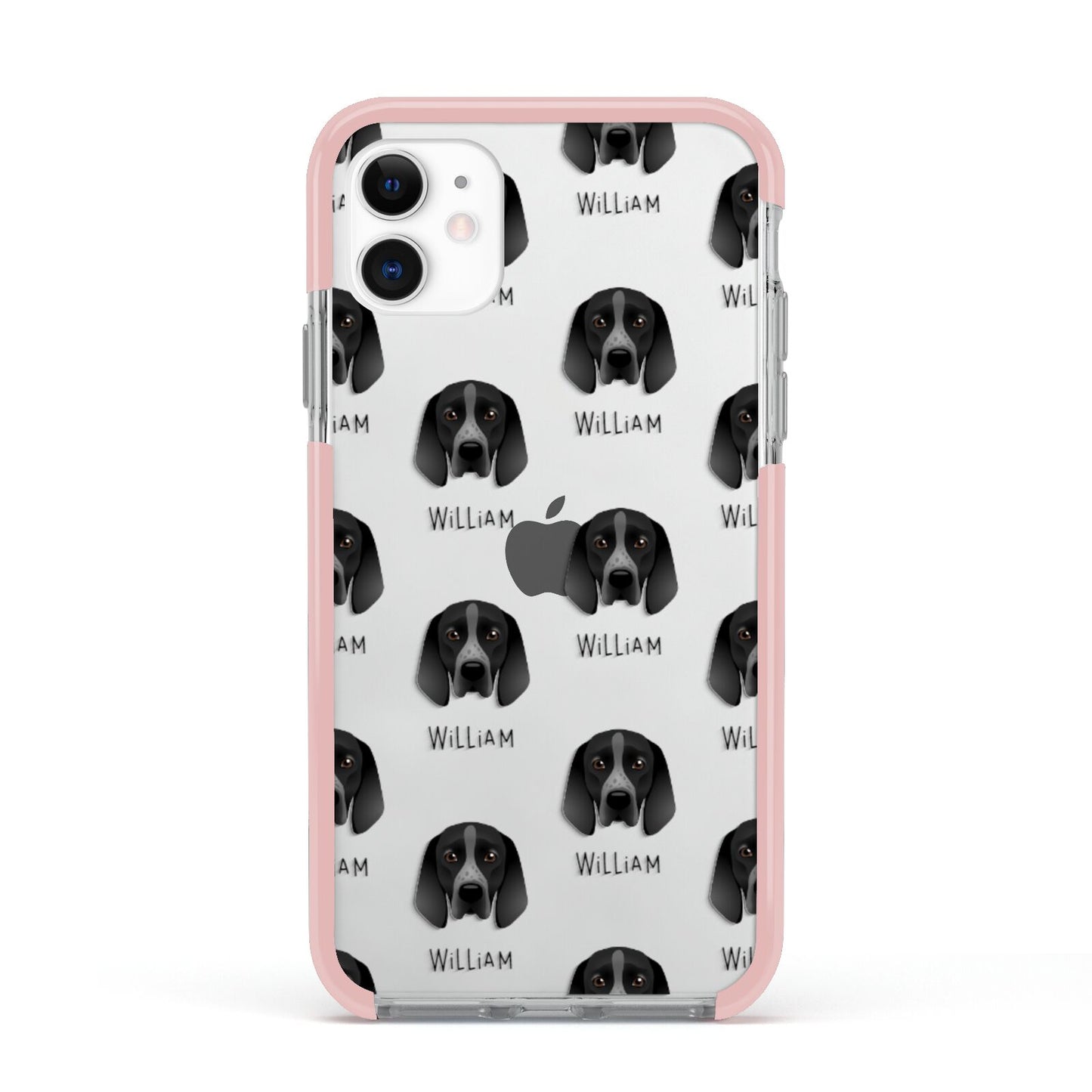 Braque D Auvergne Icon with Name Apple iPhone 11 in White with Pink Impact Case