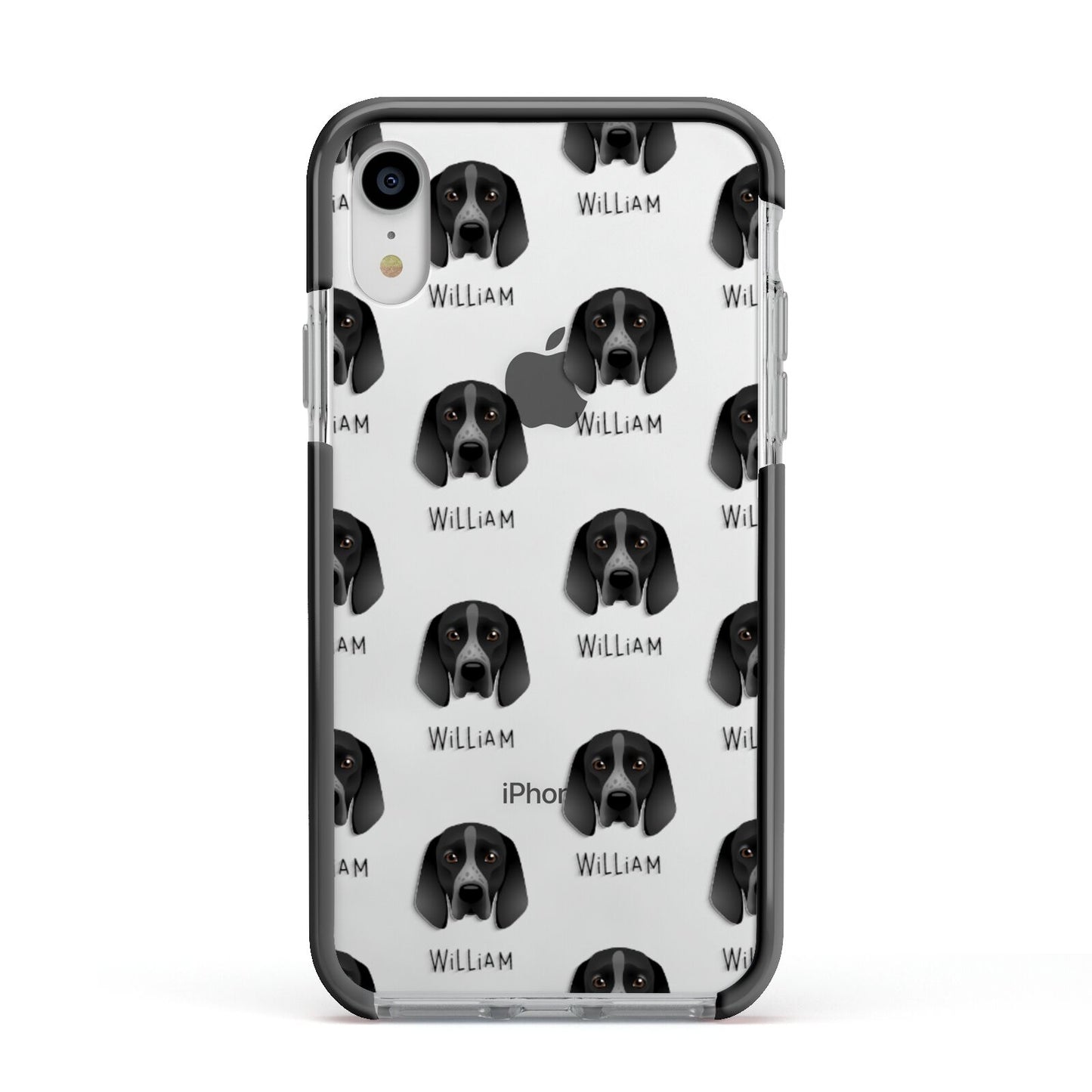 Braque D Auvergne Icon with Name Apple iPhone XR Impact Case Black Edge on Silver Phone