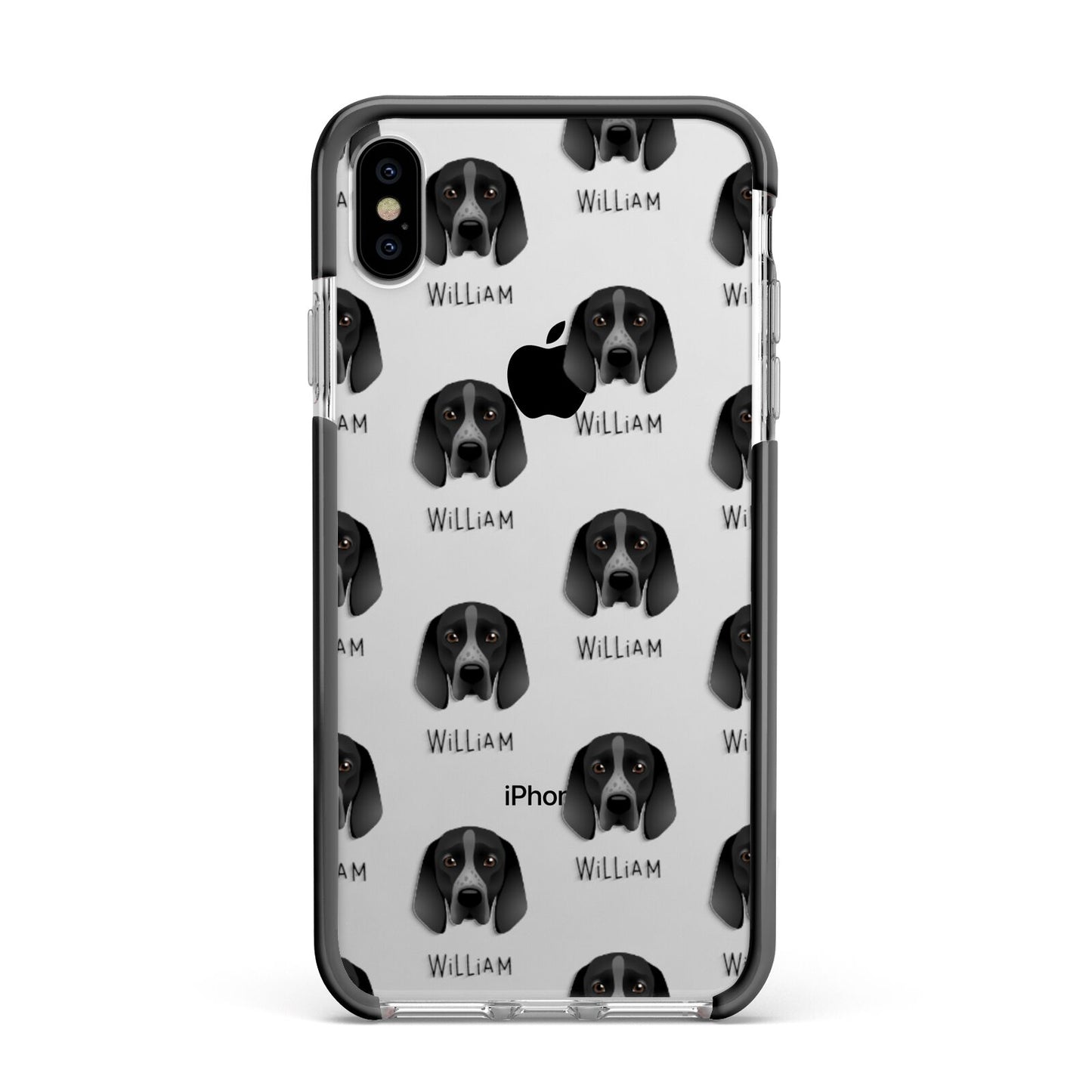 Braque D Auvergne Icon with Name Apple iPhone Xs Max Impact Case Black Edge on Silver Phone