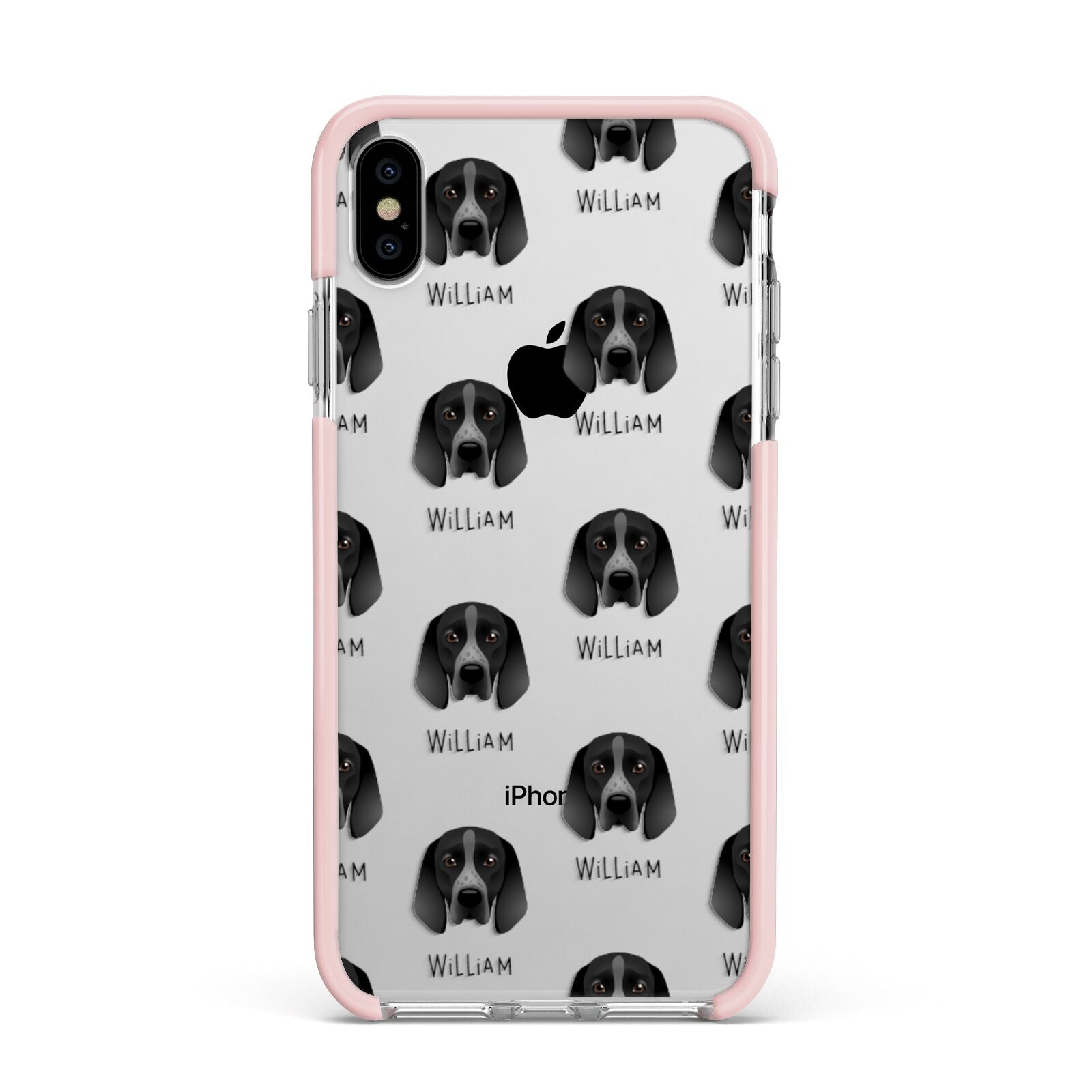 Braque D Auvergne Icon with Name Apple iPhone Xs Max Impact Case Pink Edge on Silver Phone