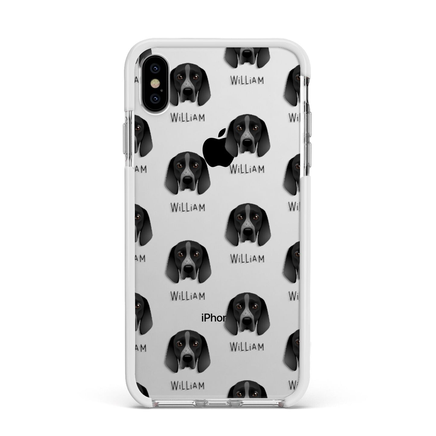 Braque D Auvergne Icon with Name Apple iPhone Xs Max Impact Case White Edge on Silver Phone