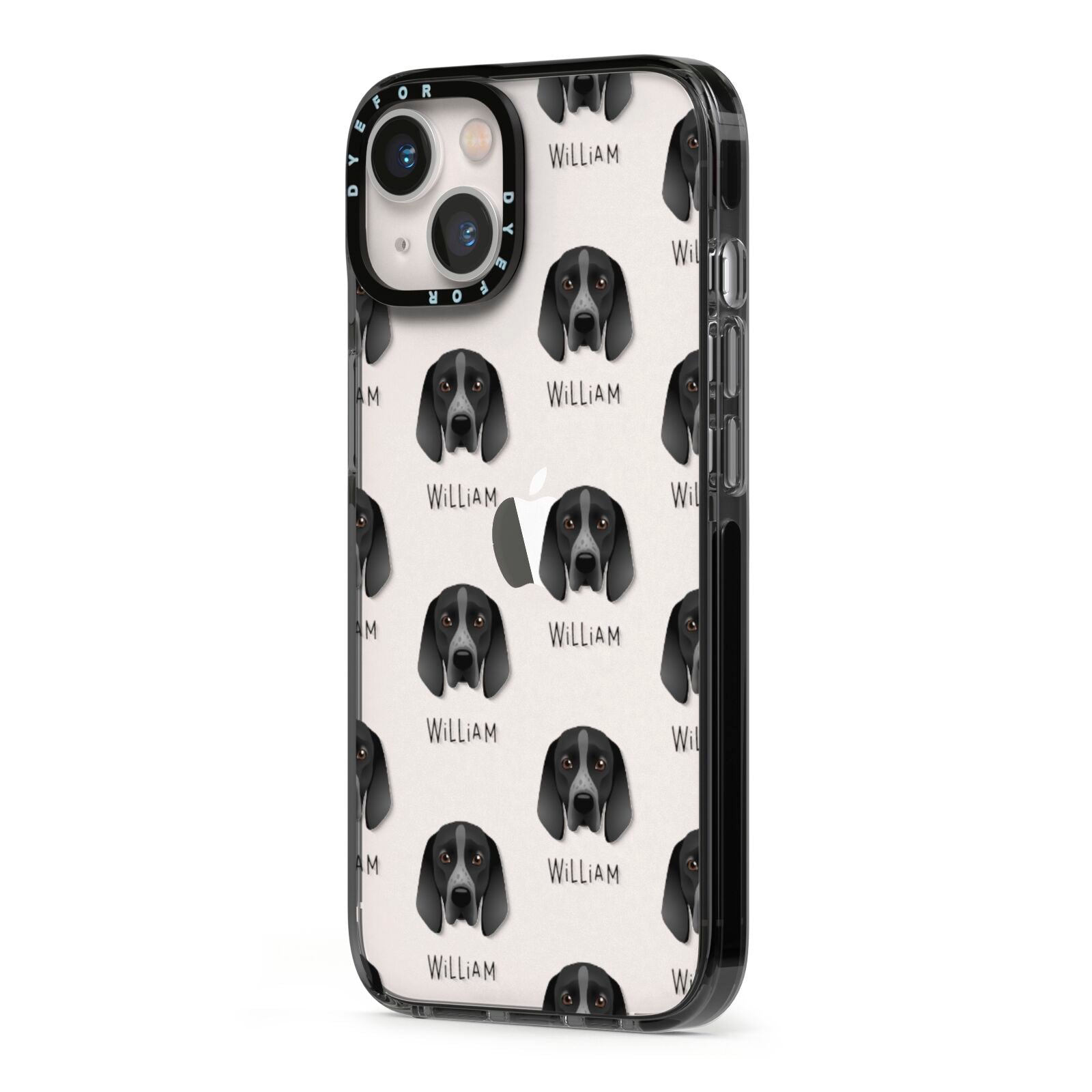 Braque D Auvergne Icon with Name iPhone 13 Black Impact Case Side Angle on Silver phone
