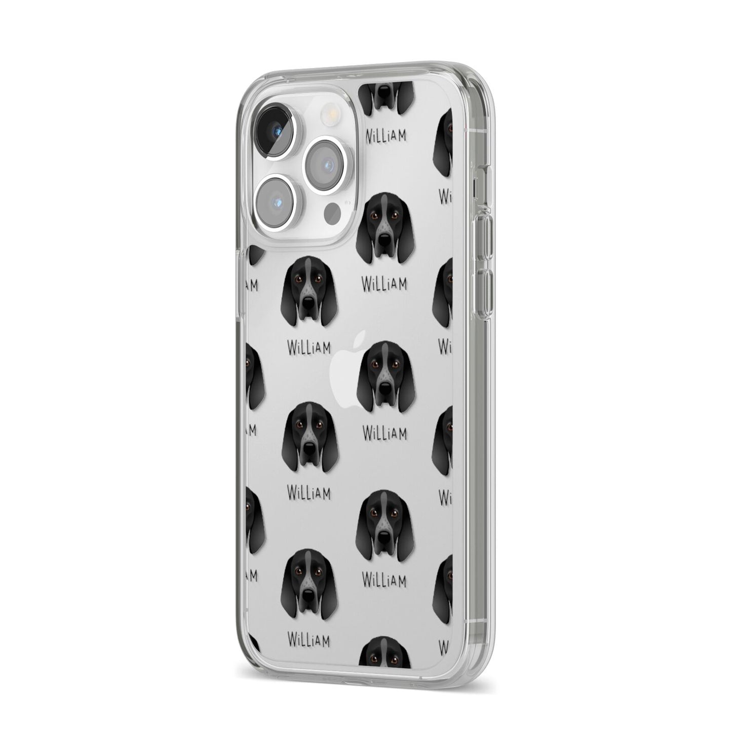 Braque D Auvergne Icon with Name iPhone 14 Pro Max Clear Tough Case Silver Angled Image