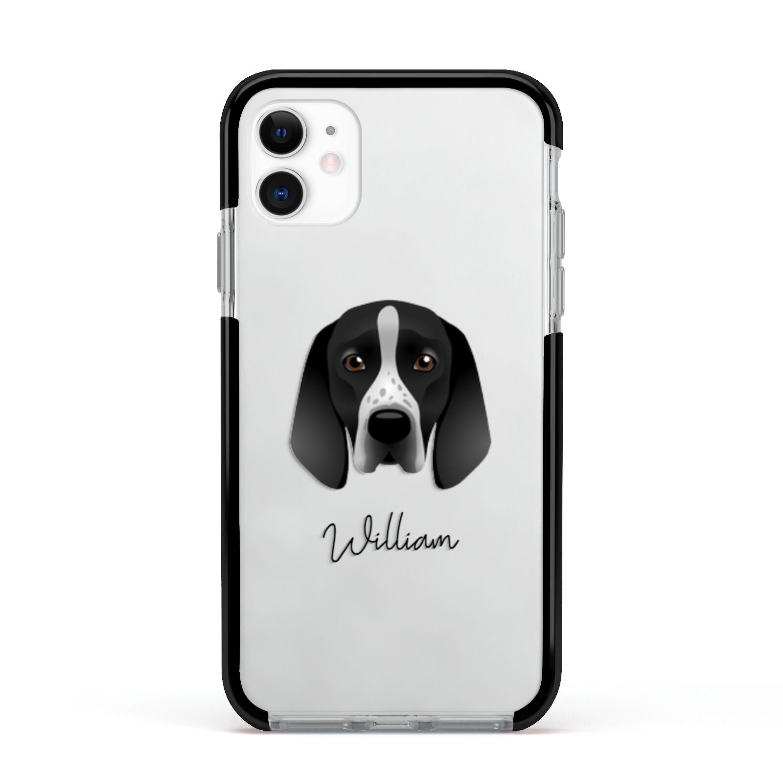 Braque D Auvergne Personalised Apple iPhone 11 in White with Black Impact Case