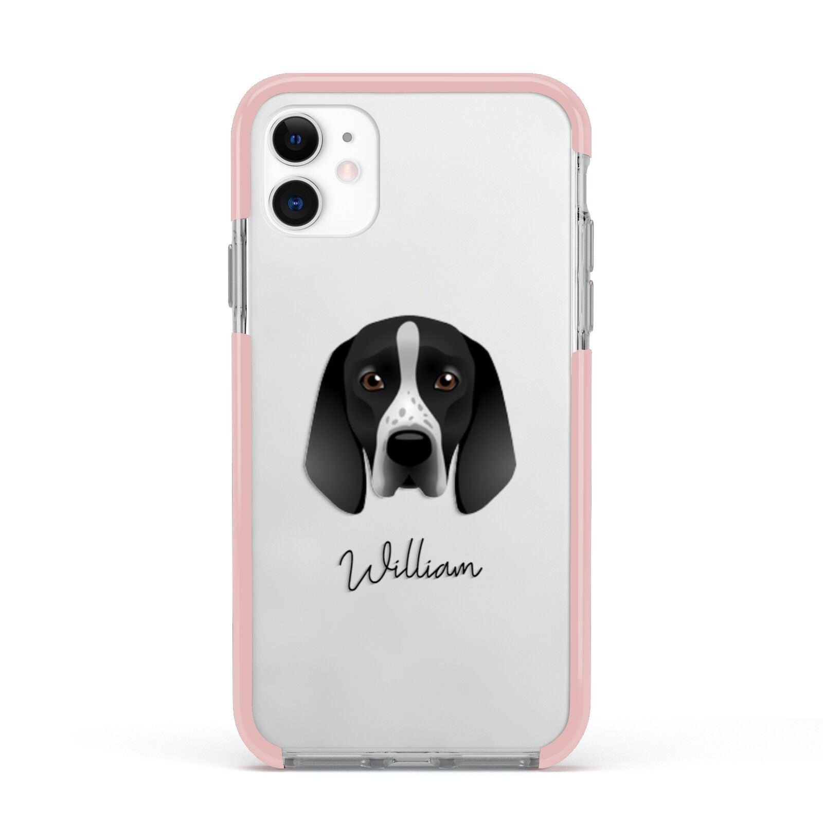 Braque D Auvergne Personalised Apple iPhone 11 in White with Pink Impact Case