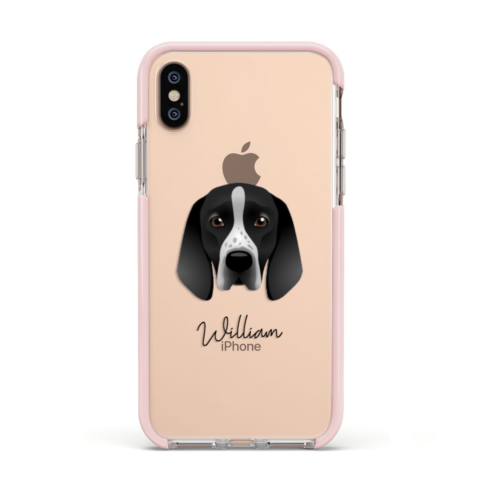 Braque D Auvergne Personalised Apple iPhone Xs Impact Case Pink Edge on Gold Phone