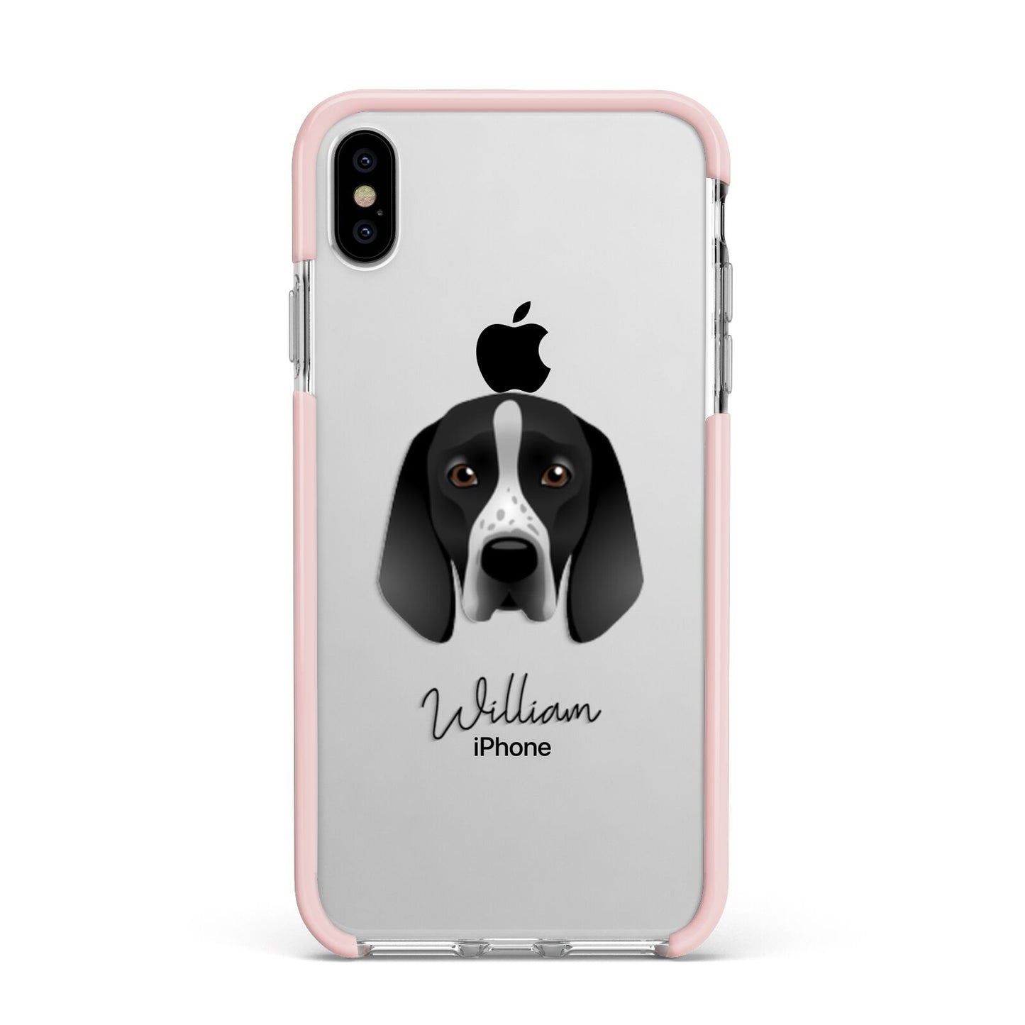 Braque D Auvergne Personalised Apple iPhone Xs Max Impact Case Pink Edge on Silver Phone