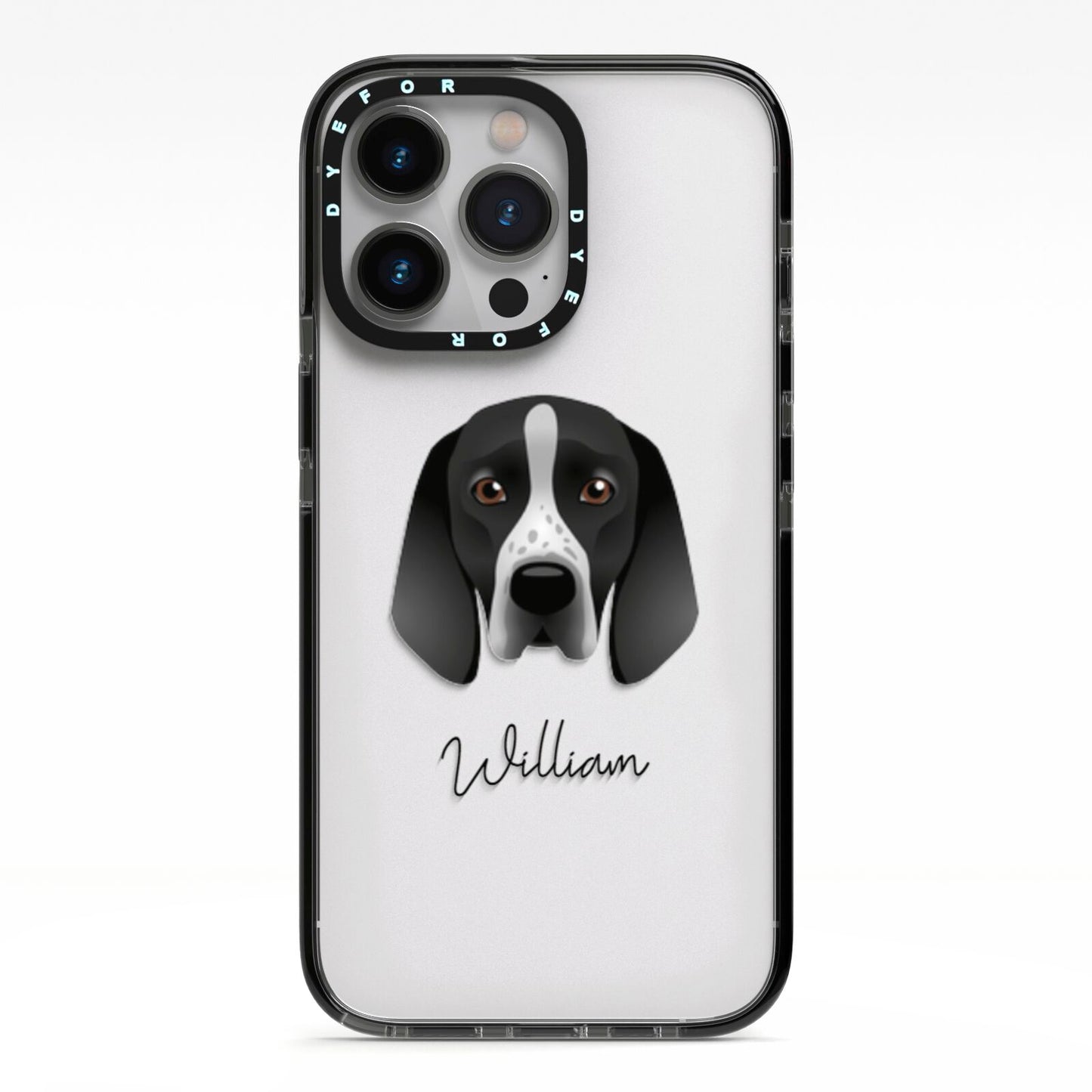 Braque D Auvergne Personalised iPhone 13 Pro Black Impact Case on Silver phone
