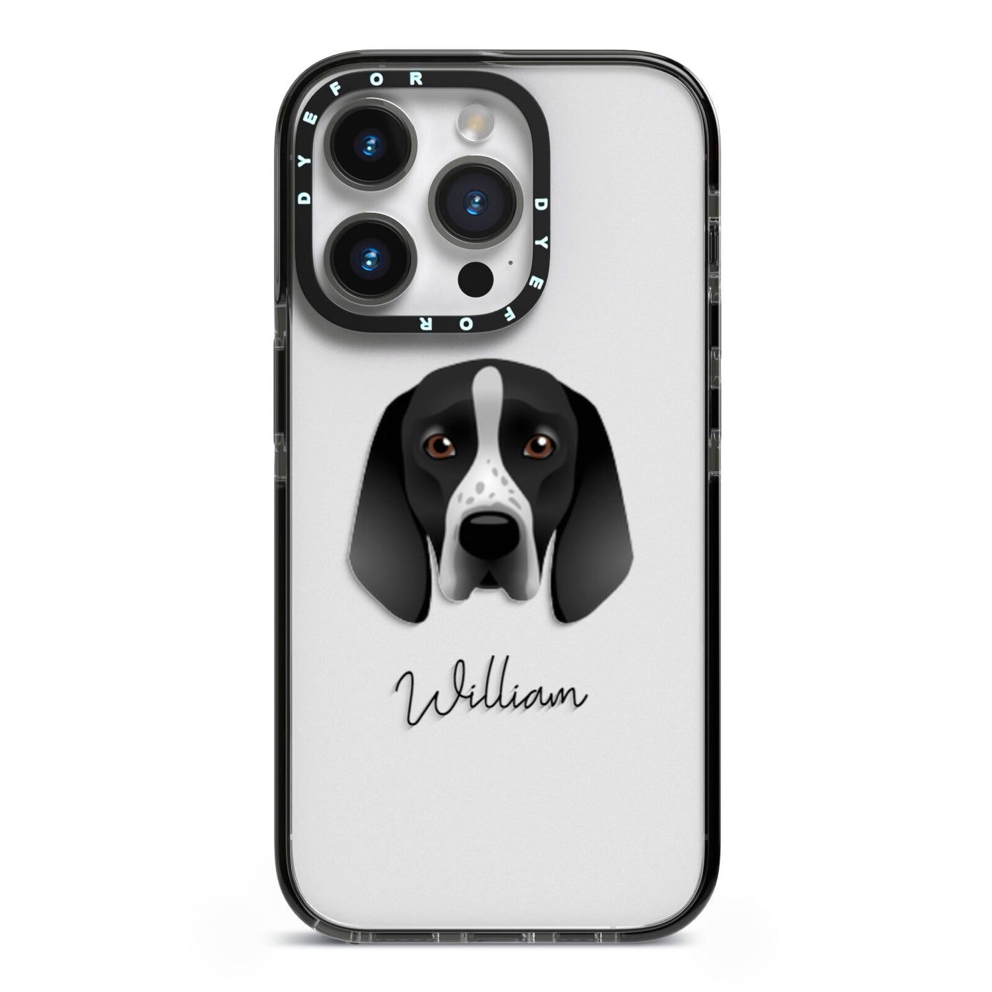 Braque D Auvergne Personalised iPhone 14 Pro Black Impact Case on Silver phone