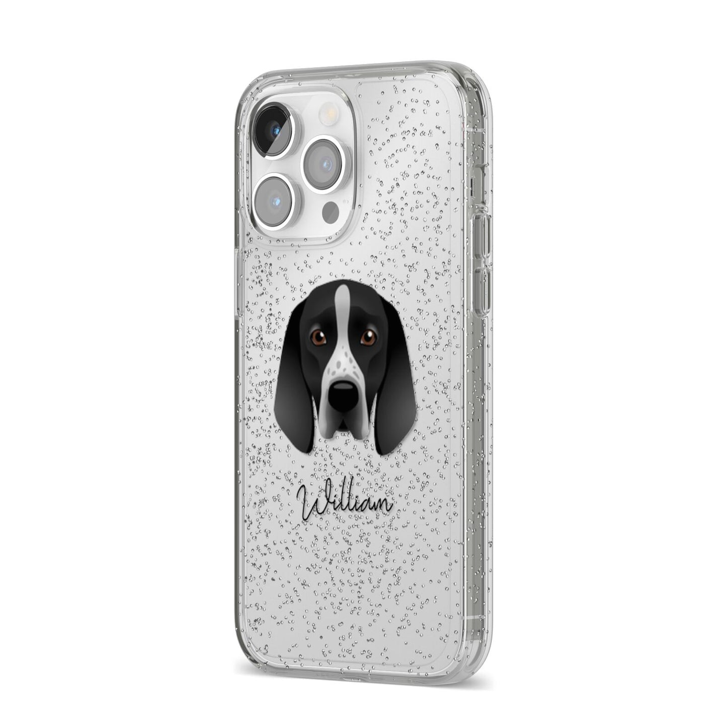 Braque D Auvergne Personalised iPhone 14 Pro Max Glitter Tough Case Silver Angled Image