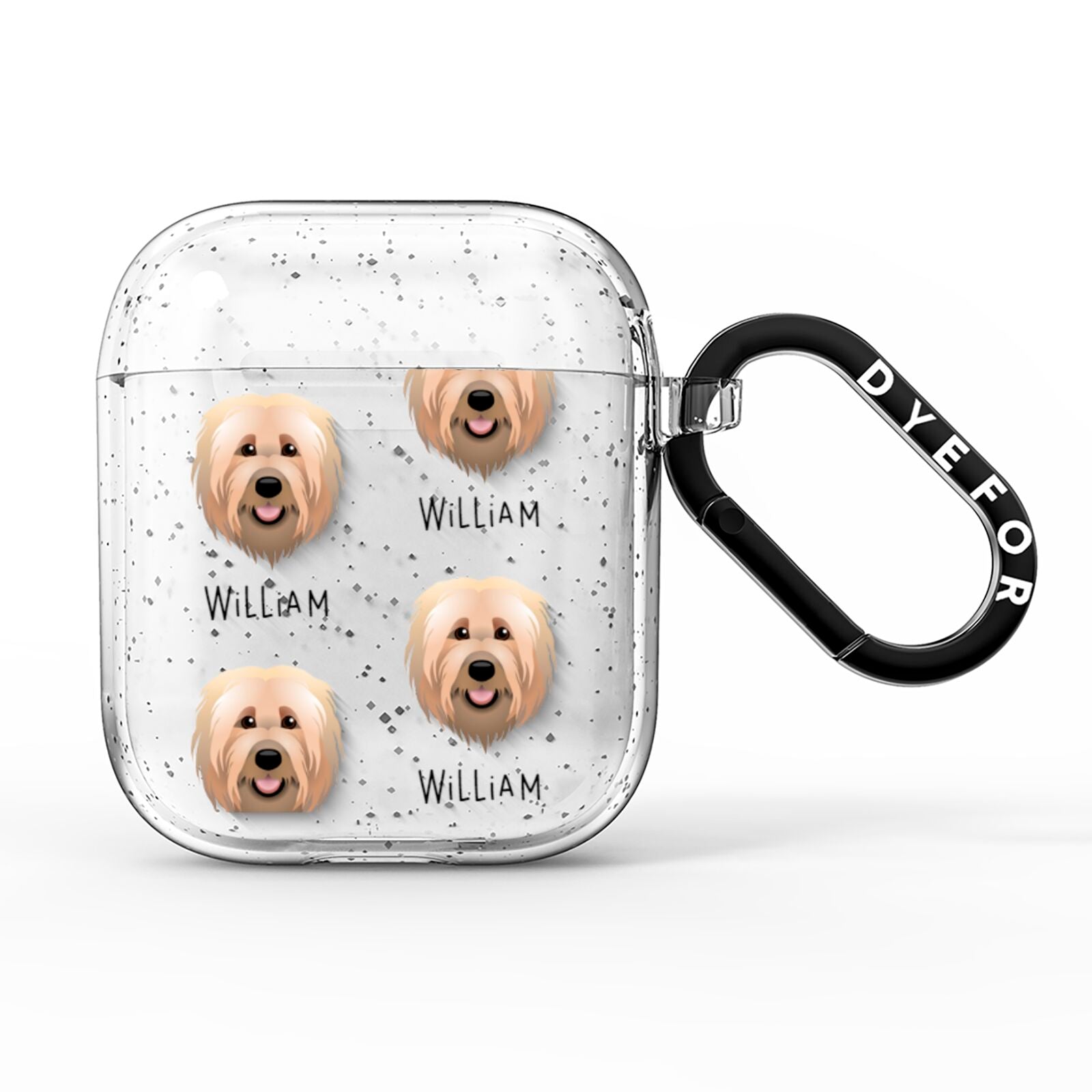 Briard Icon with Name AirPods Glitter Case