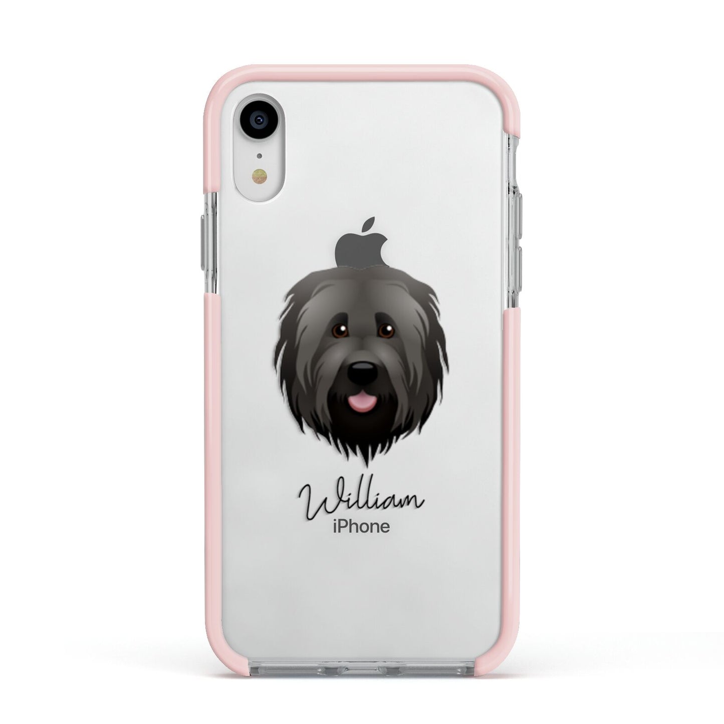 Briard Personalised Apple iPhone XR Impact Case Pink Edge on Silver Phone