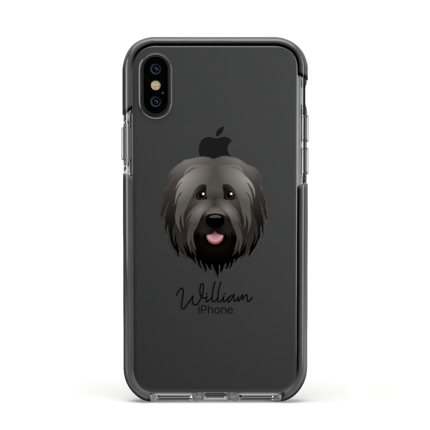 Briard Personalised Apple iPhone Xs Impact Case Black Edge on Black Phone