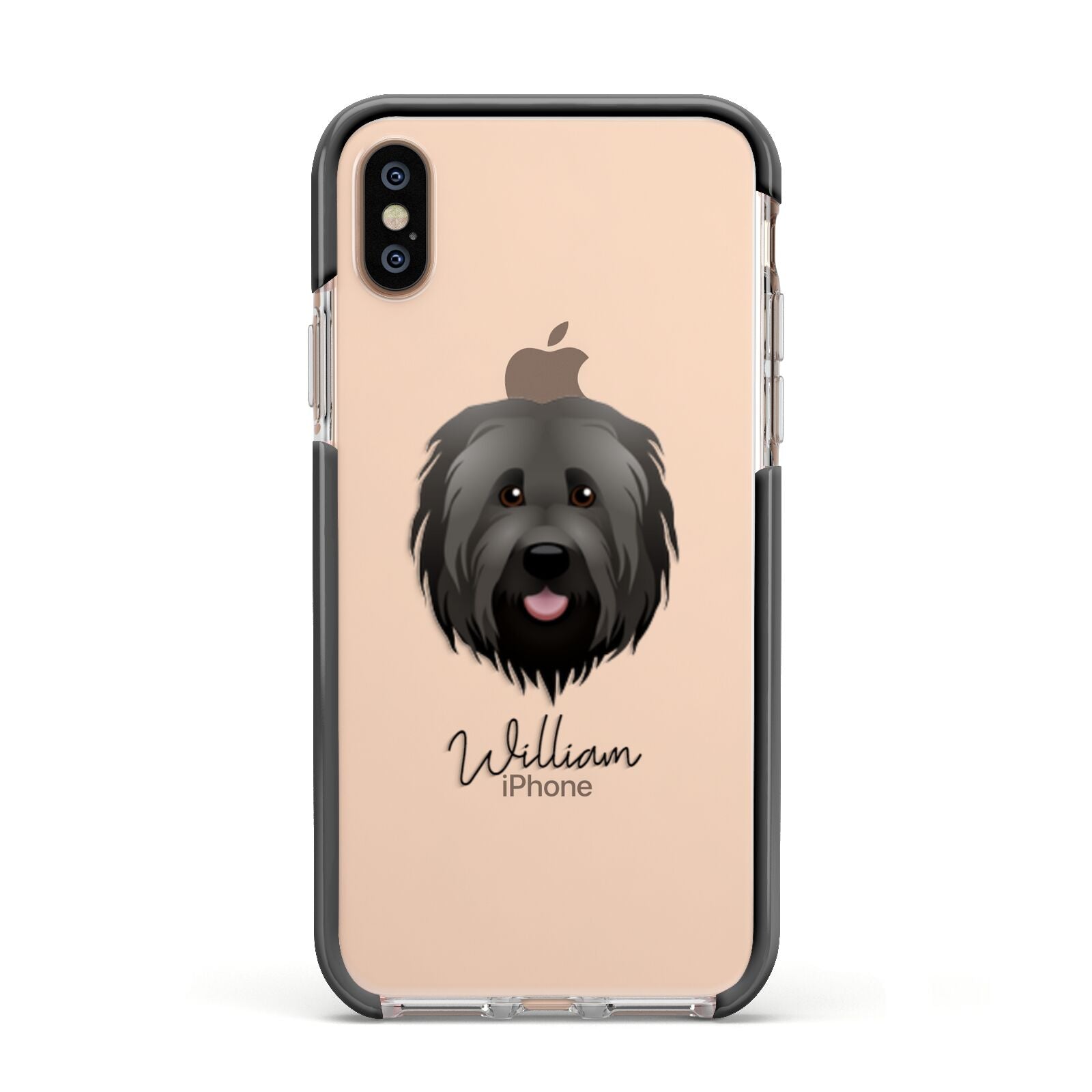 Briard Personalised Apple iPhone Xs Impact Case Black Edge on Gold Phone