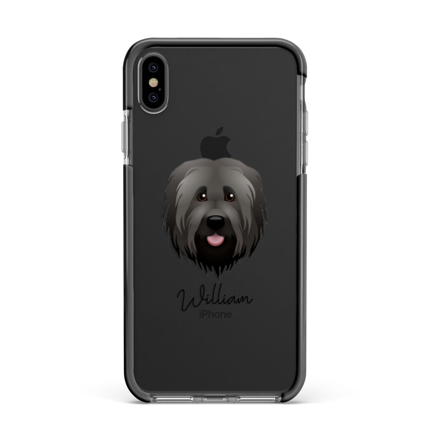 Briard Personalised Apple iPhone Xs Max Impact Case Black Edge on Black Phone