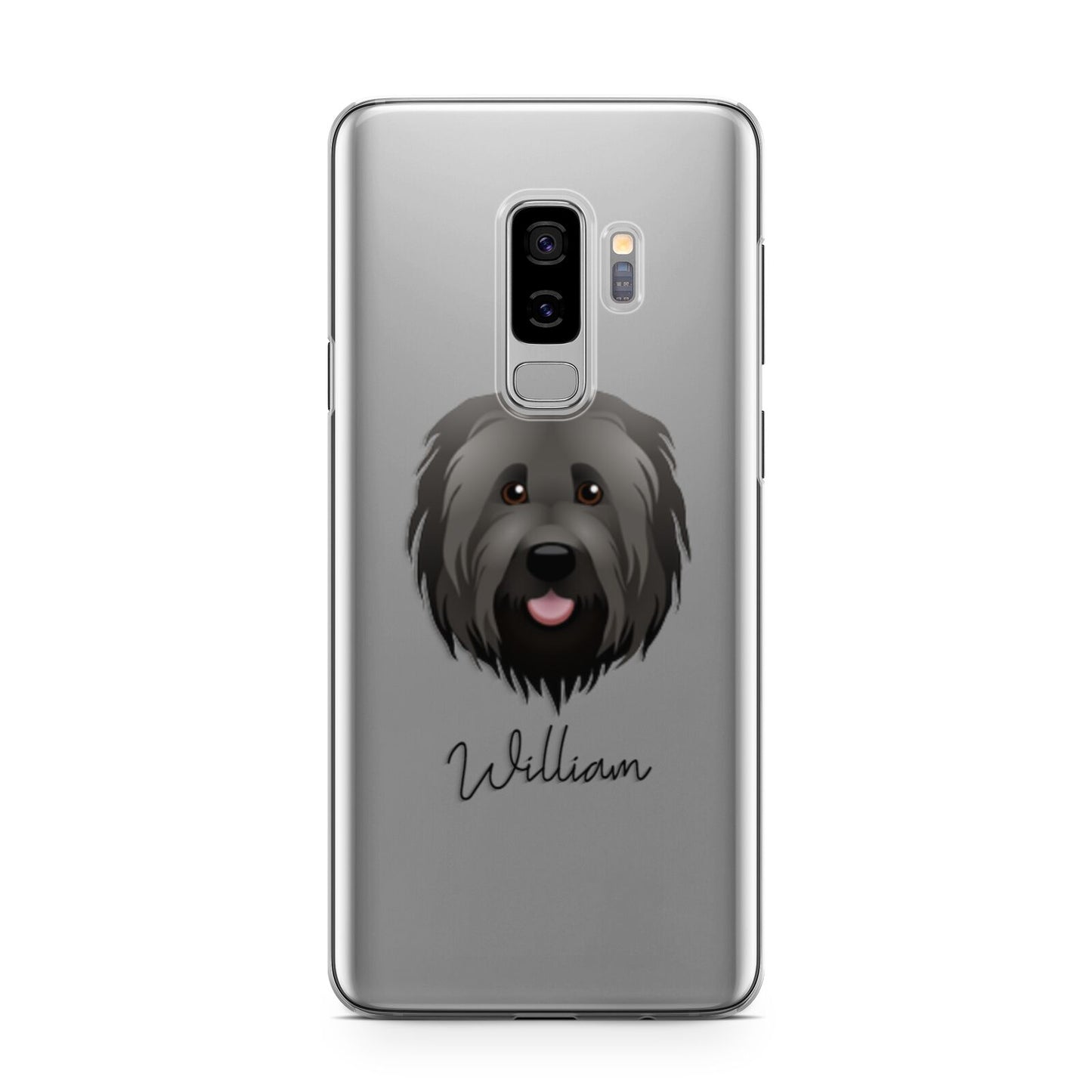 Briard Personalised Samsung Galaxy S9 Plus Case on Silver phone