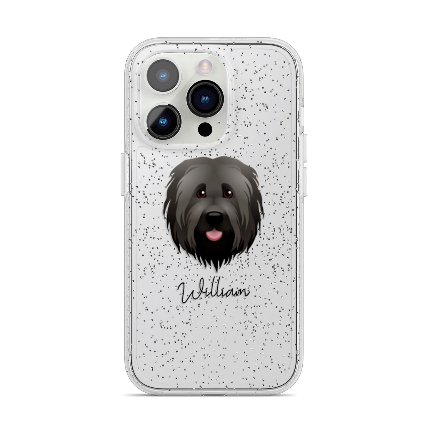 Briard Personalised iPhone 14 Pro Glitter Tough Case Silver