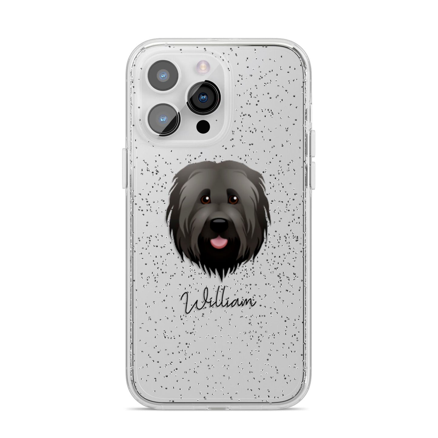 Briard Personalised iPhone 14 Pro Max Glitter Tough Case Silver