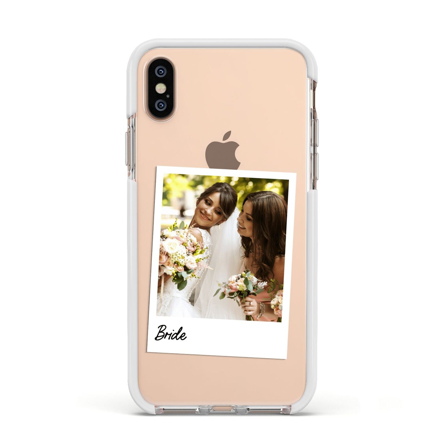 Bridal Photo Apple iPhone Xs Impact Case White Edge on Gold Phone