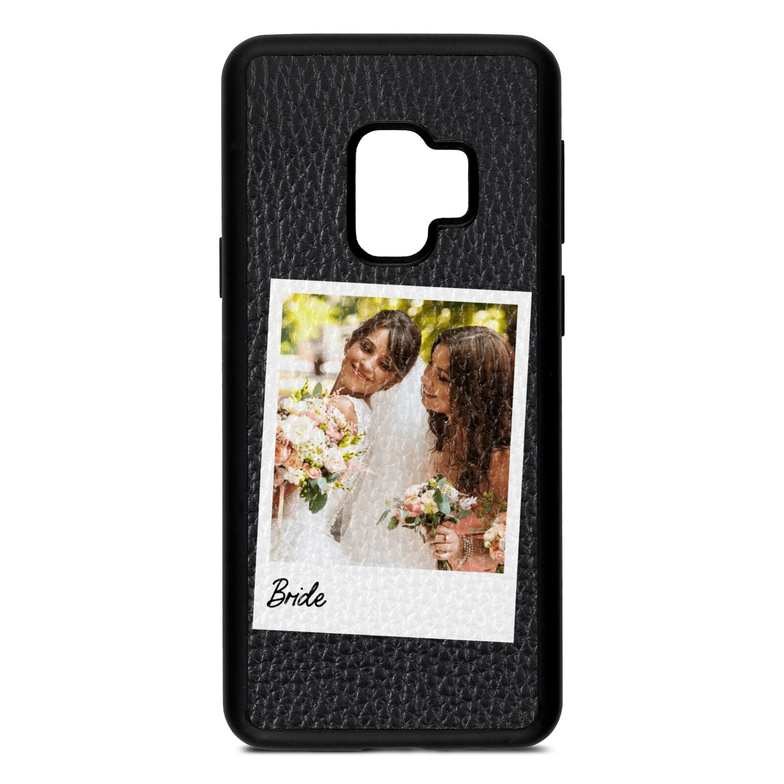 Bridal Photo Black Pebble Leather Samsung S9 Case