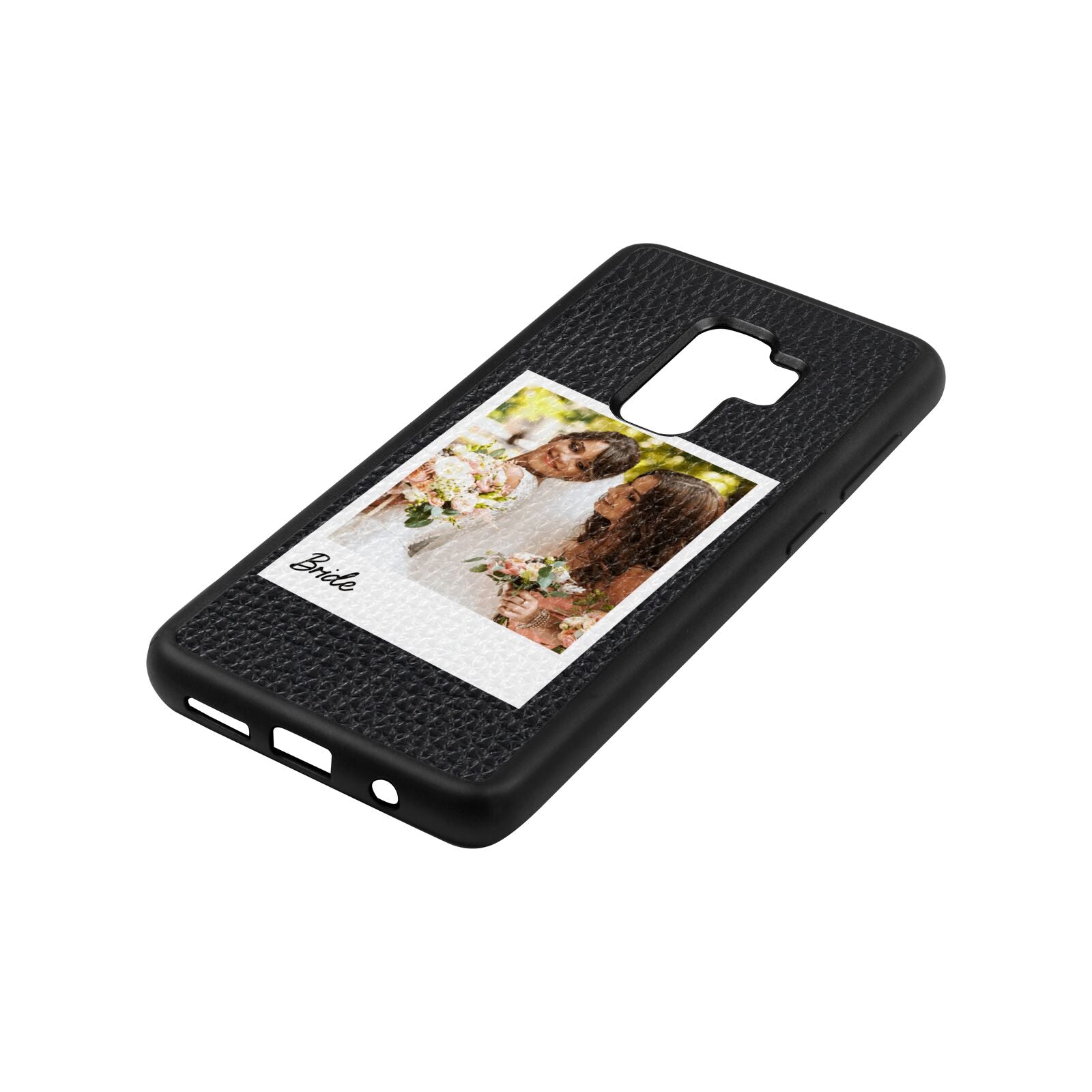 Bridal Photo Black Pebble Leather Samsung S9 Plus Case Side Angle