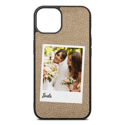 Bridal Photo Gold Pebble Leather iPhone 13 Case