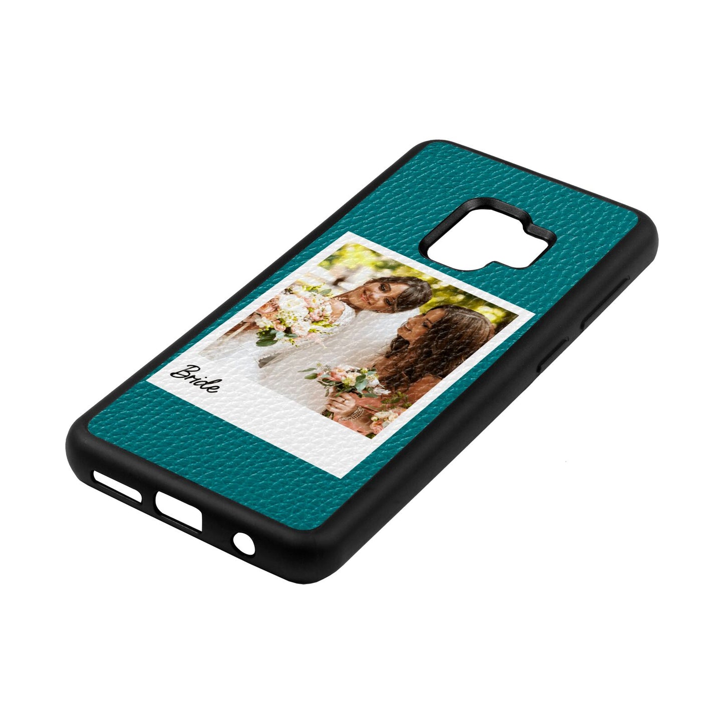 Bridal Photo Green Pebble Leather Samsung S9 Case Side Angle